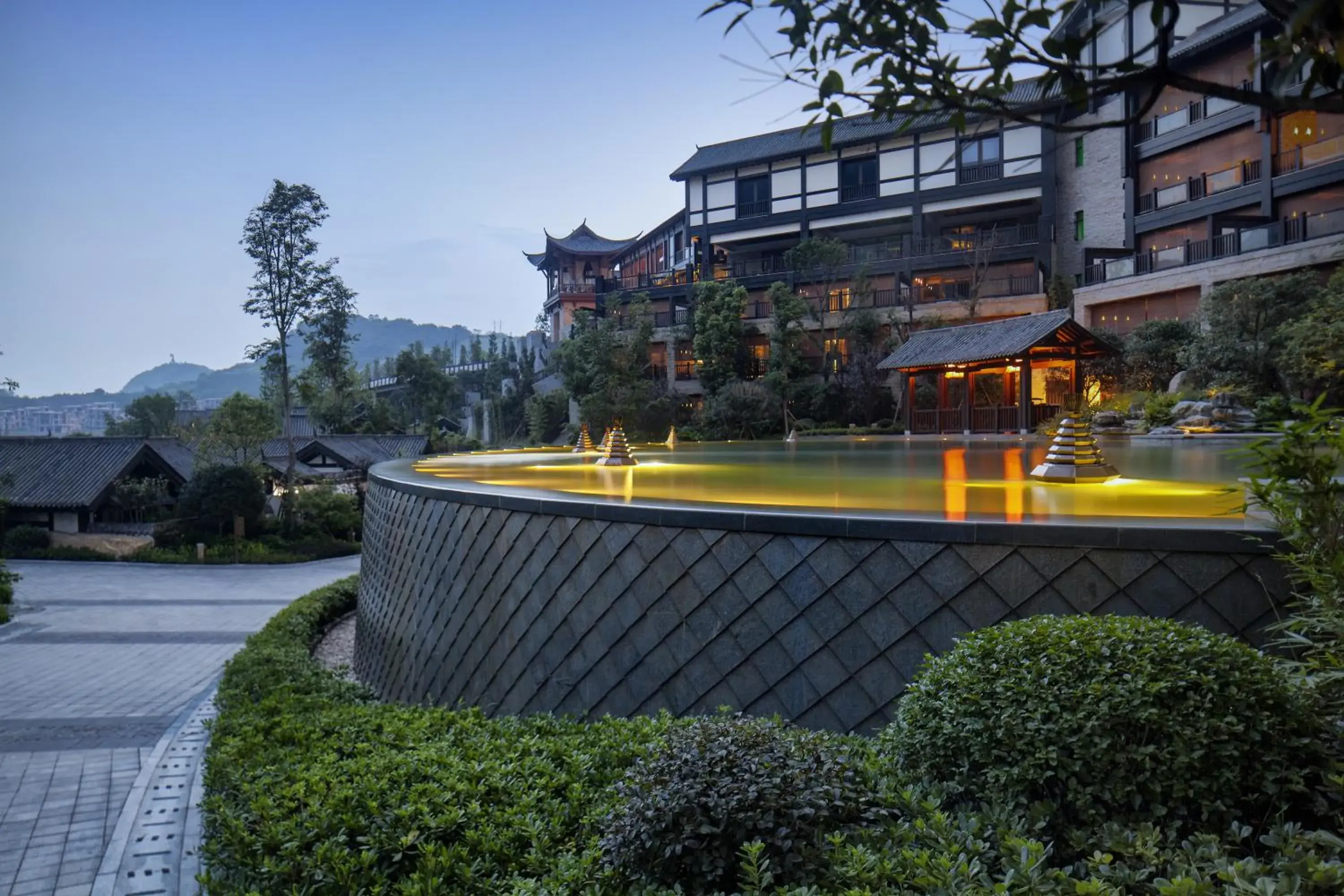 Facade/entrance, Swimming Pool in Banyan Tree Chongqing Beibei