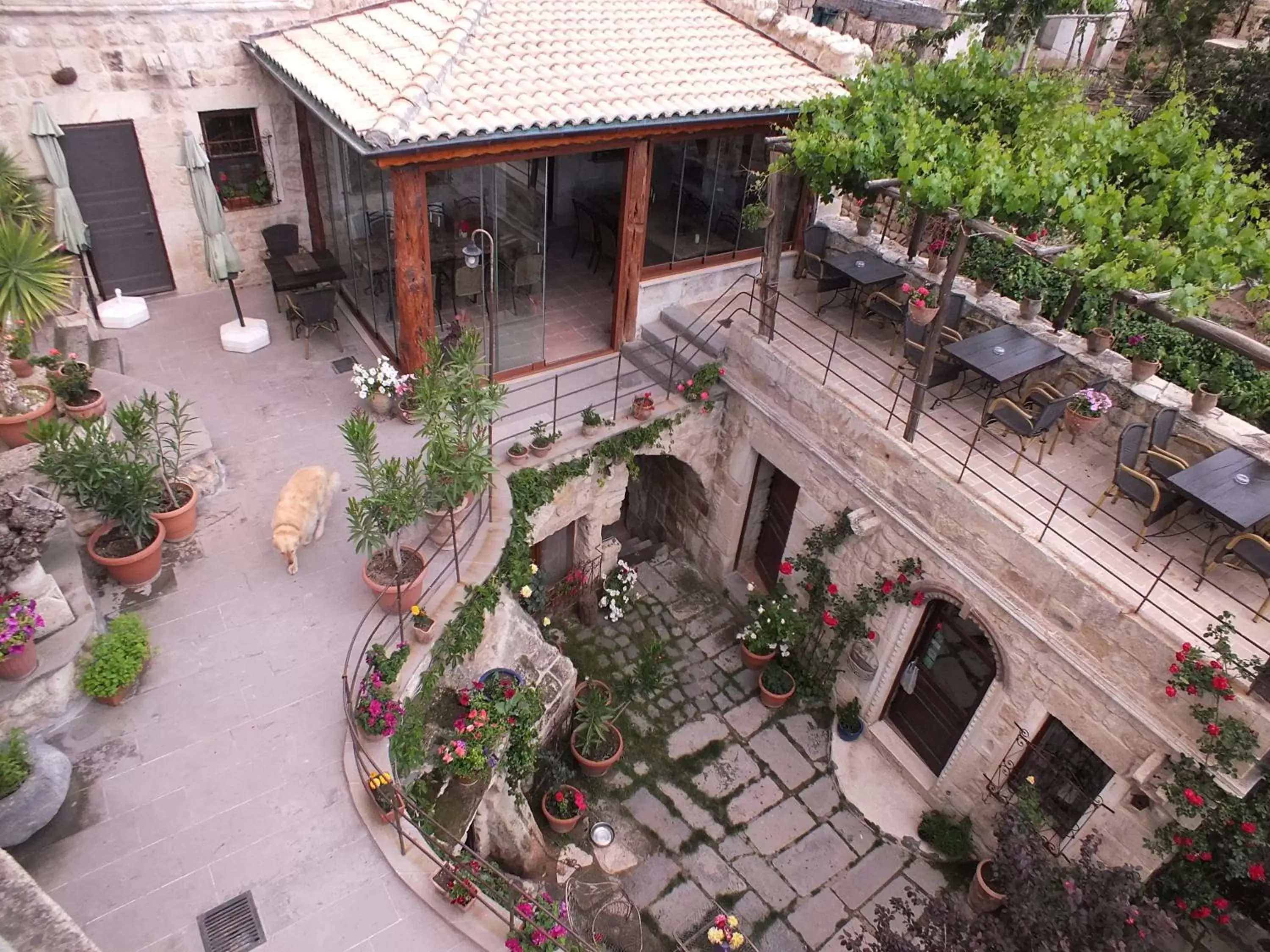 Patio, Bird's-eye View in Melekler Evi Cave Hotel