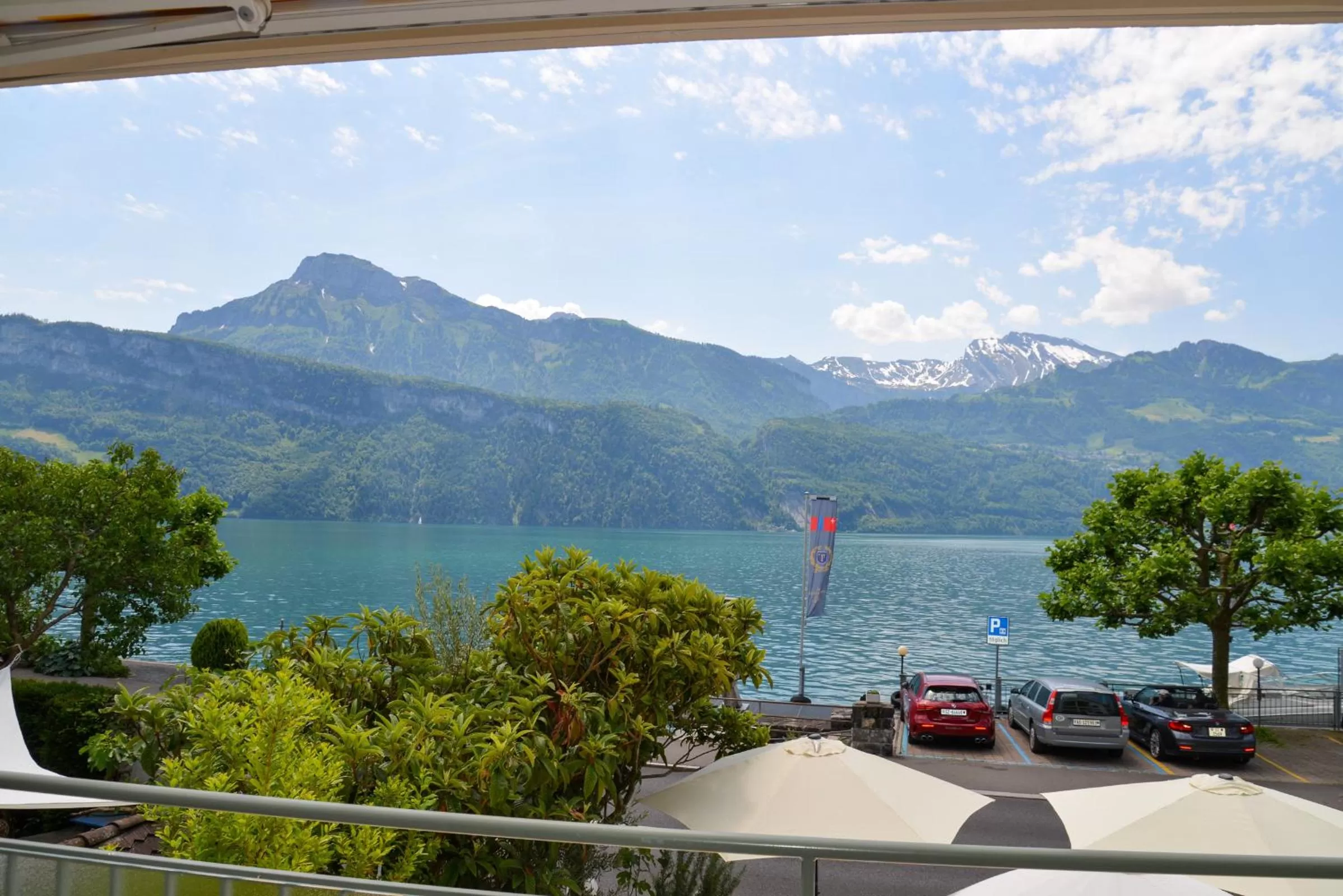 Mountain view in Seehotel Riviera at Lake Lucerne