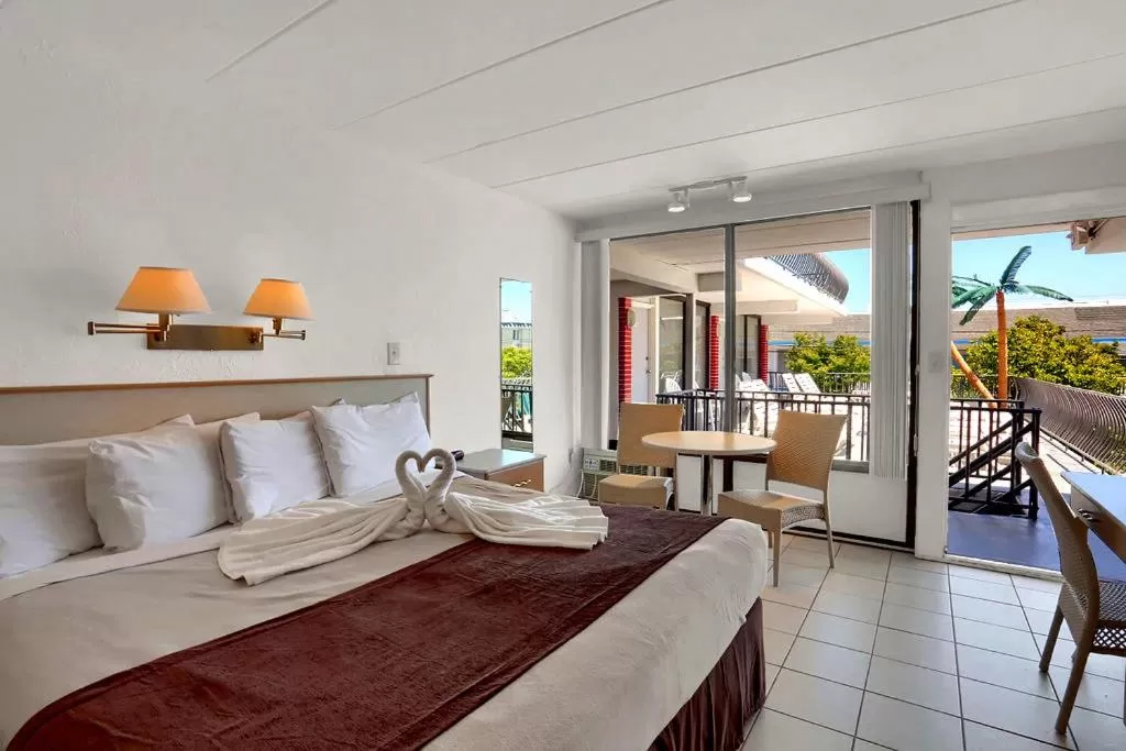 Bed in Heart of Wildwood Boardwalk Motel