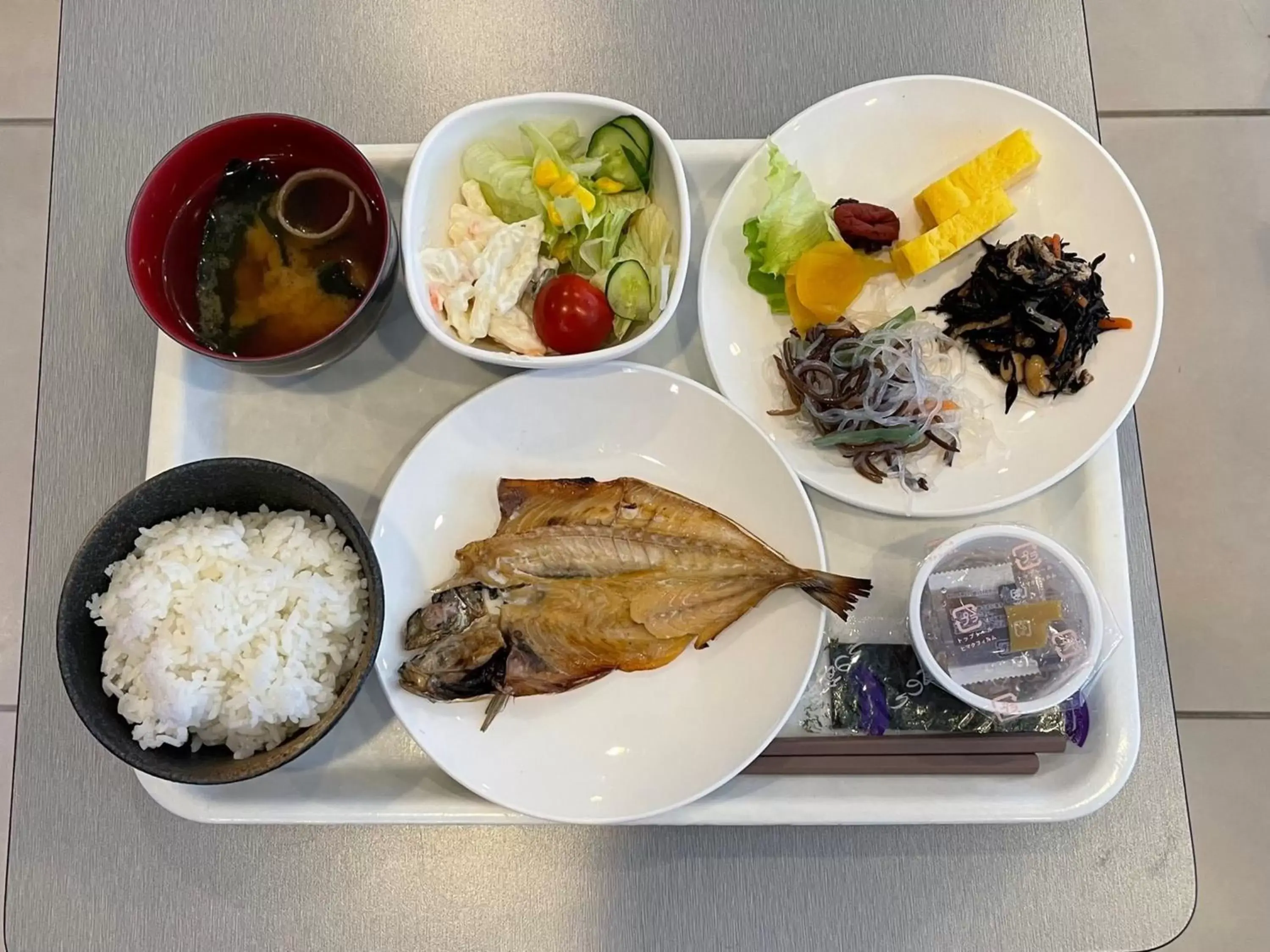 Breakfast in Green Rich Hotel Hamada Ekimae (Artificial hot spring Futamata Yunohana)