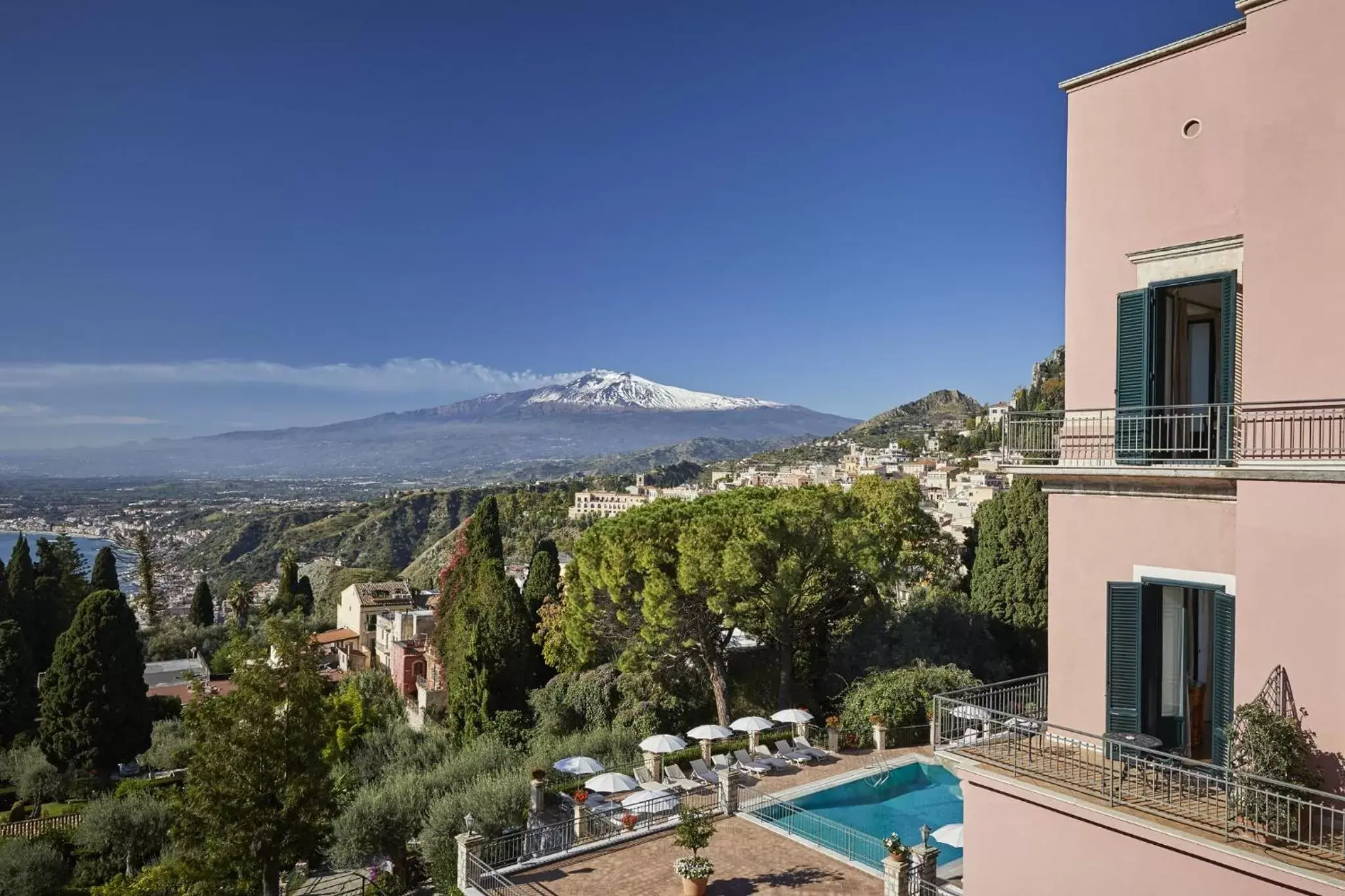 View (from property/room), Pool View in Grand Hotel Timeo, A Belmond Hotel, Taormina
