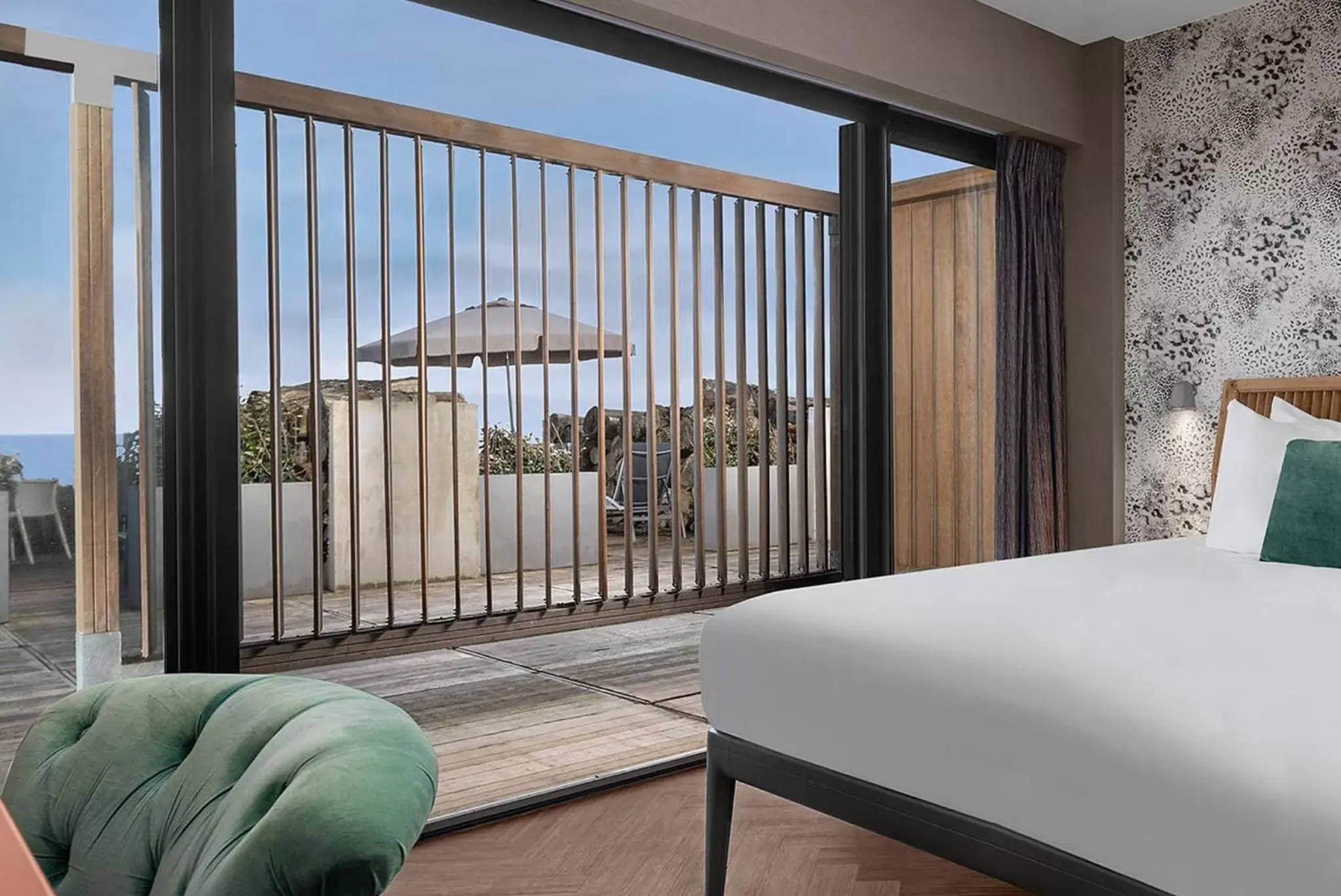 Balcony/Terrace, Bed in Beachhouse Hotel