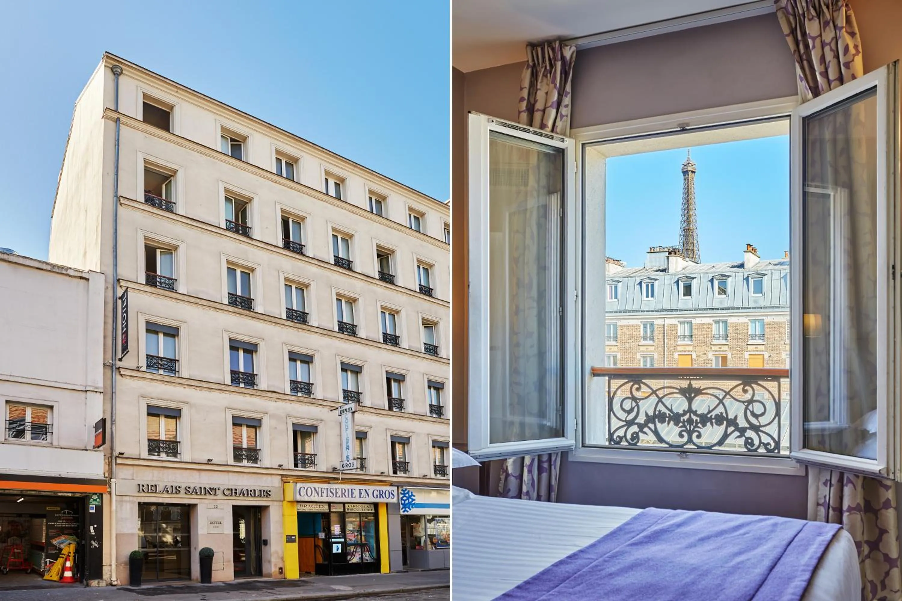 View (from property/room), Bed in Hôtel Le Relais Saint Charles
