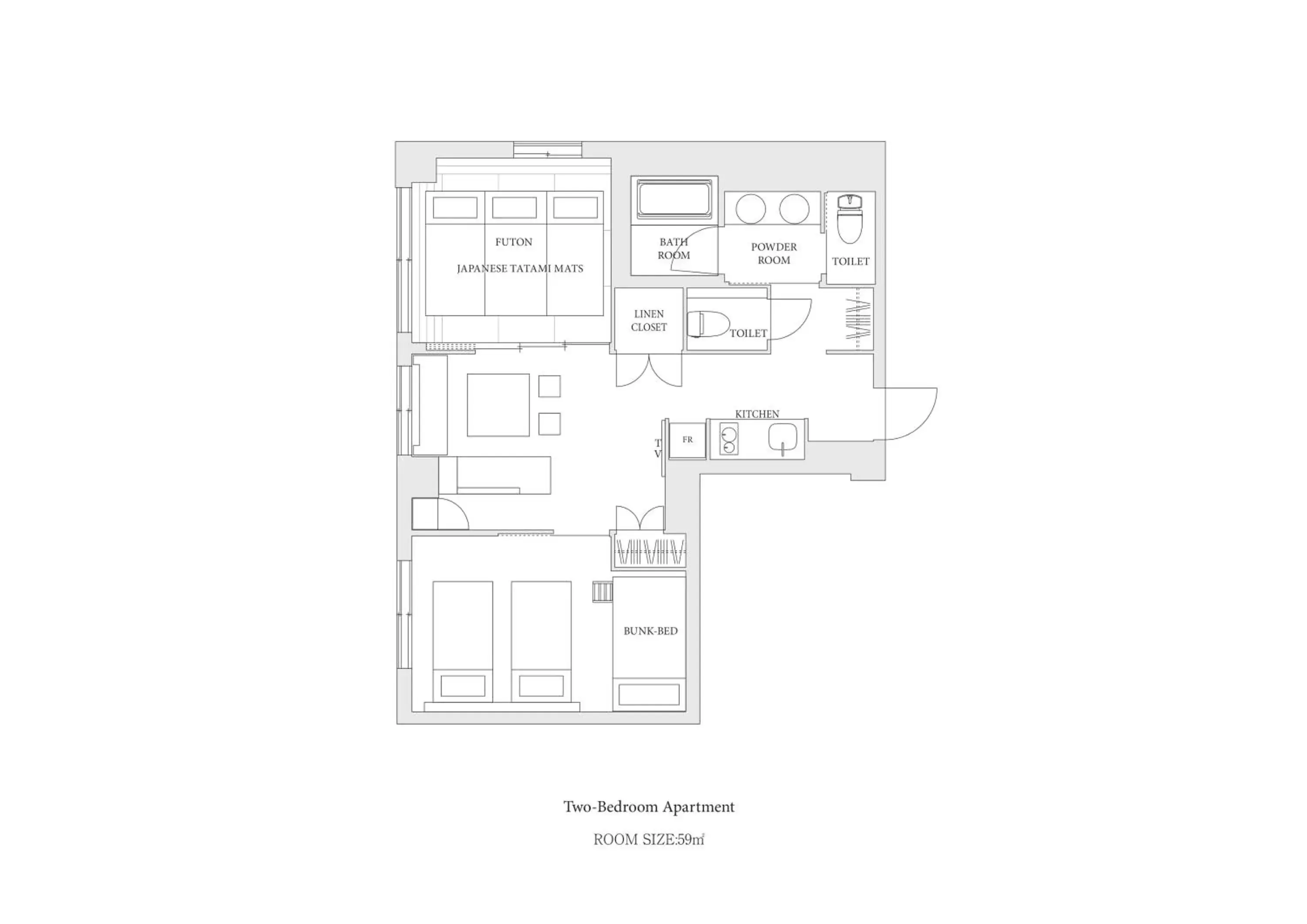 Photo of the whole room, Floor Plan in MIMARU OSAKA SHINSAIBASHI WEST