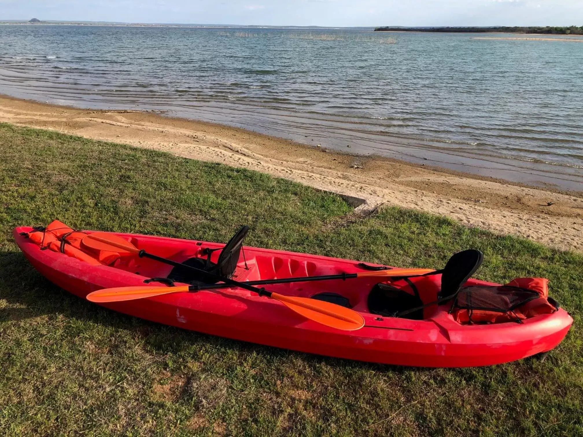 Canoeing, Beach in Oasis Lake Buchanan