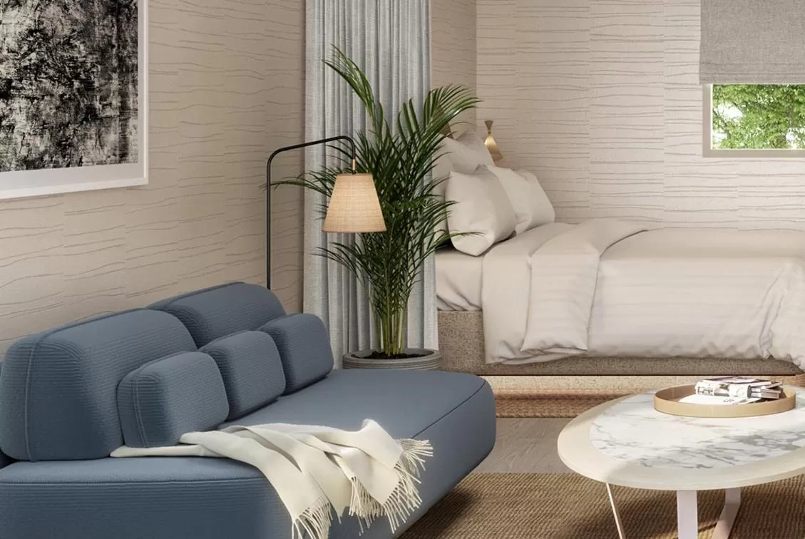 Bed in The Shoals Suites & Slips