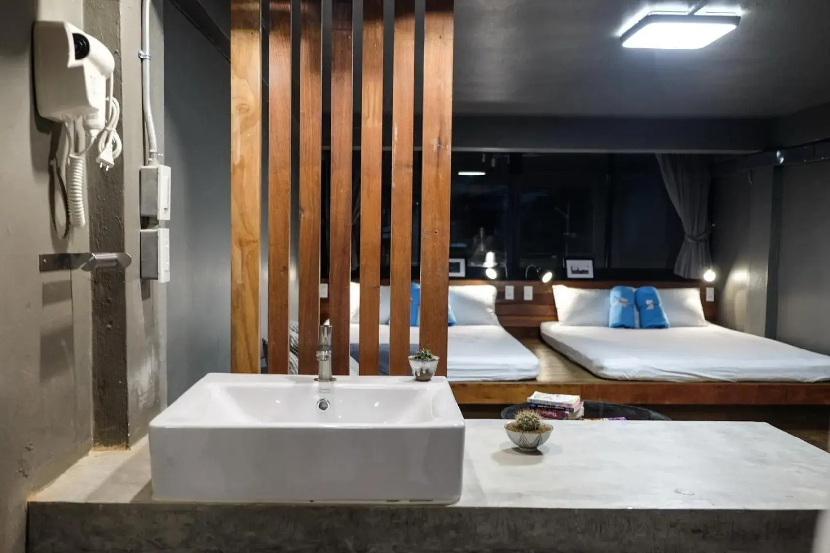 Decorative detail, Bathroom in In a Box Hostel