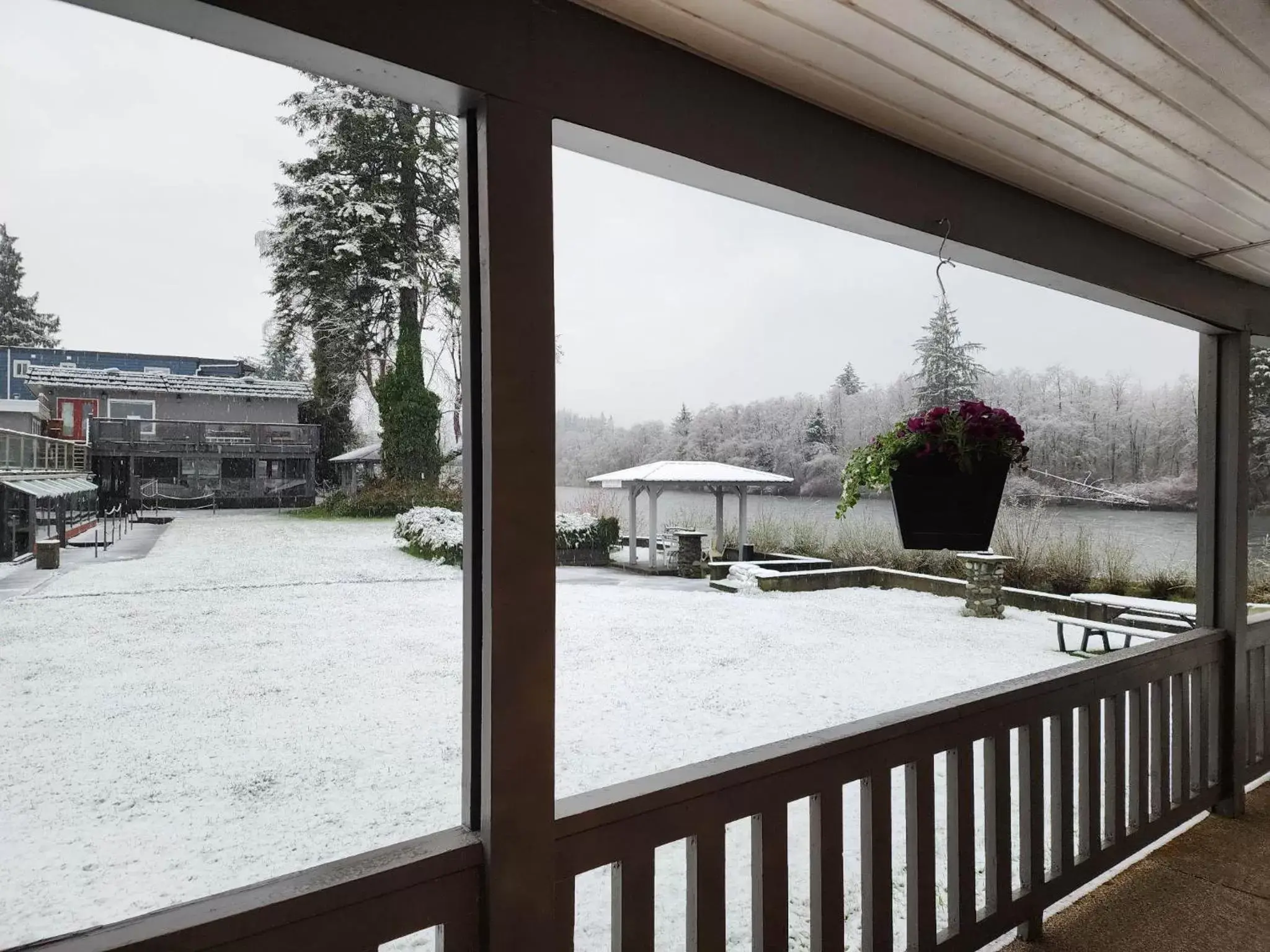 Winter in Campbell River Lodge by Riverside