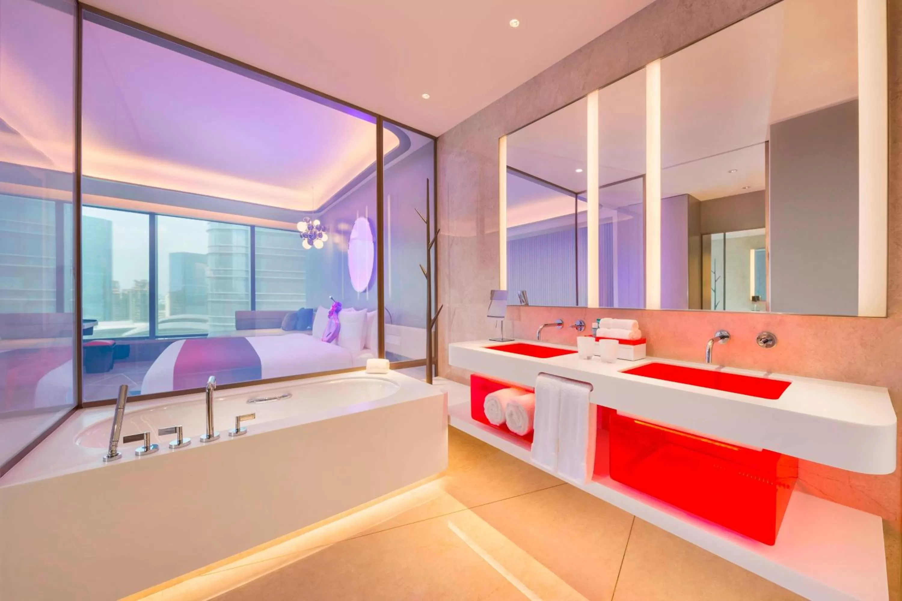 Bathroom, Bed in W Suzhou - Jinji Lake