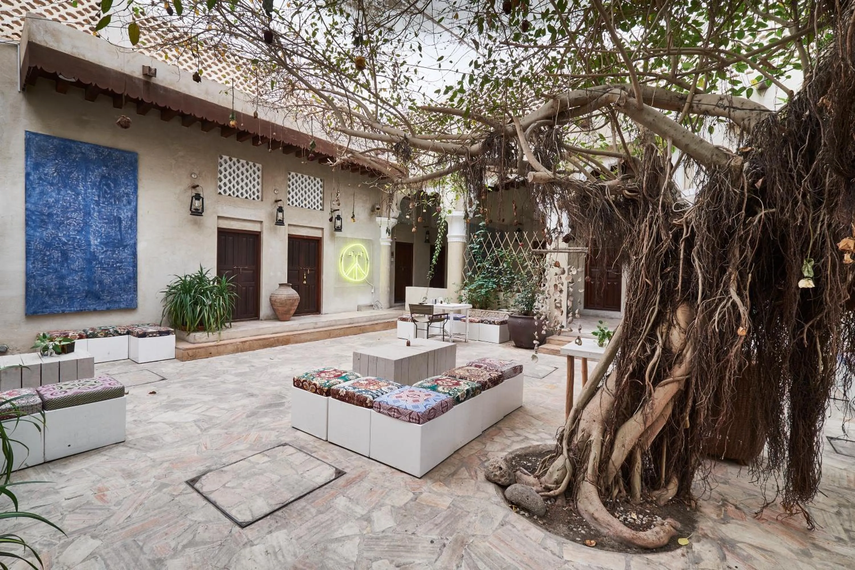 Seating area in XVA Art Hotel