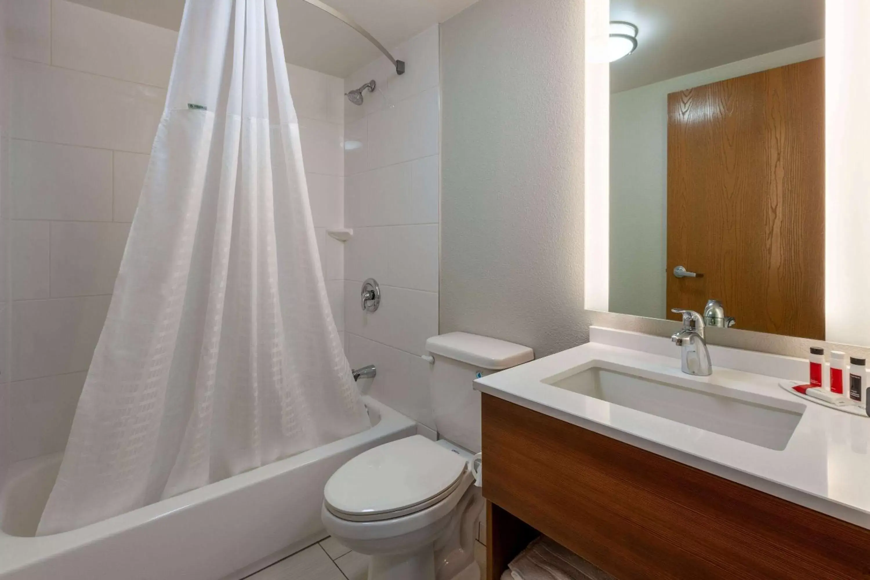 TV and multimedia, Bathroom in Microtel Inn & Suites by Wyndham Sunbury - Columbus North