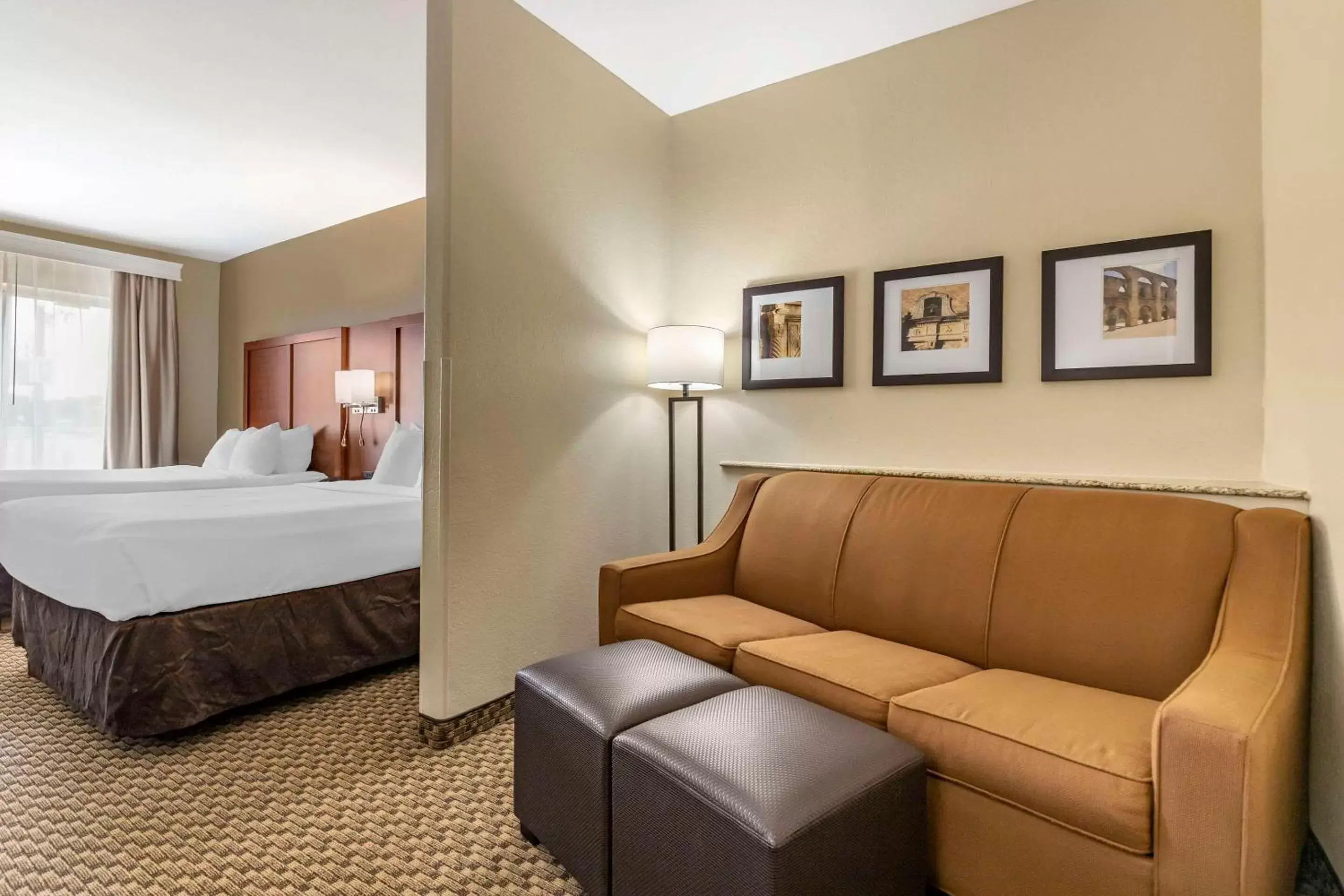 Bedroom, Seating Area in Comfort Suites Medical Center Near Six Flags