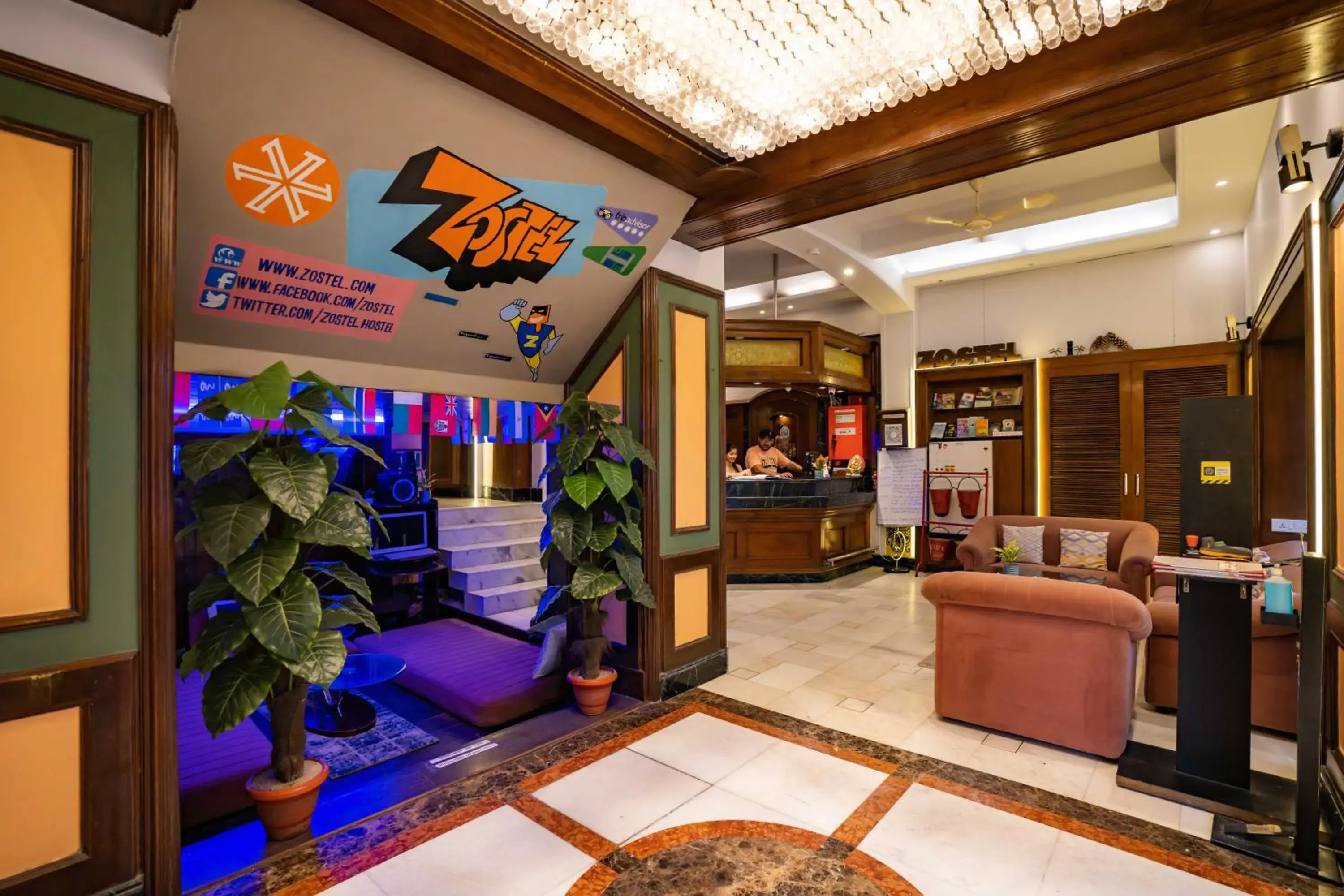 Communal lounge/ TV room, Lobby/Reception in Zostel Delhi Hostel