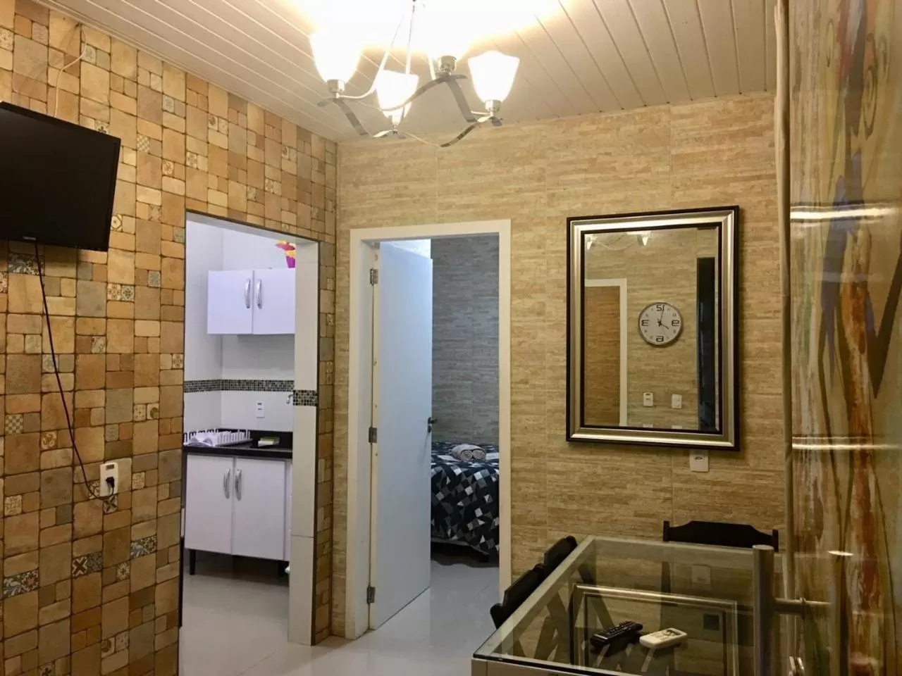 Kitchen or kitchenette in Hotel das Palmas