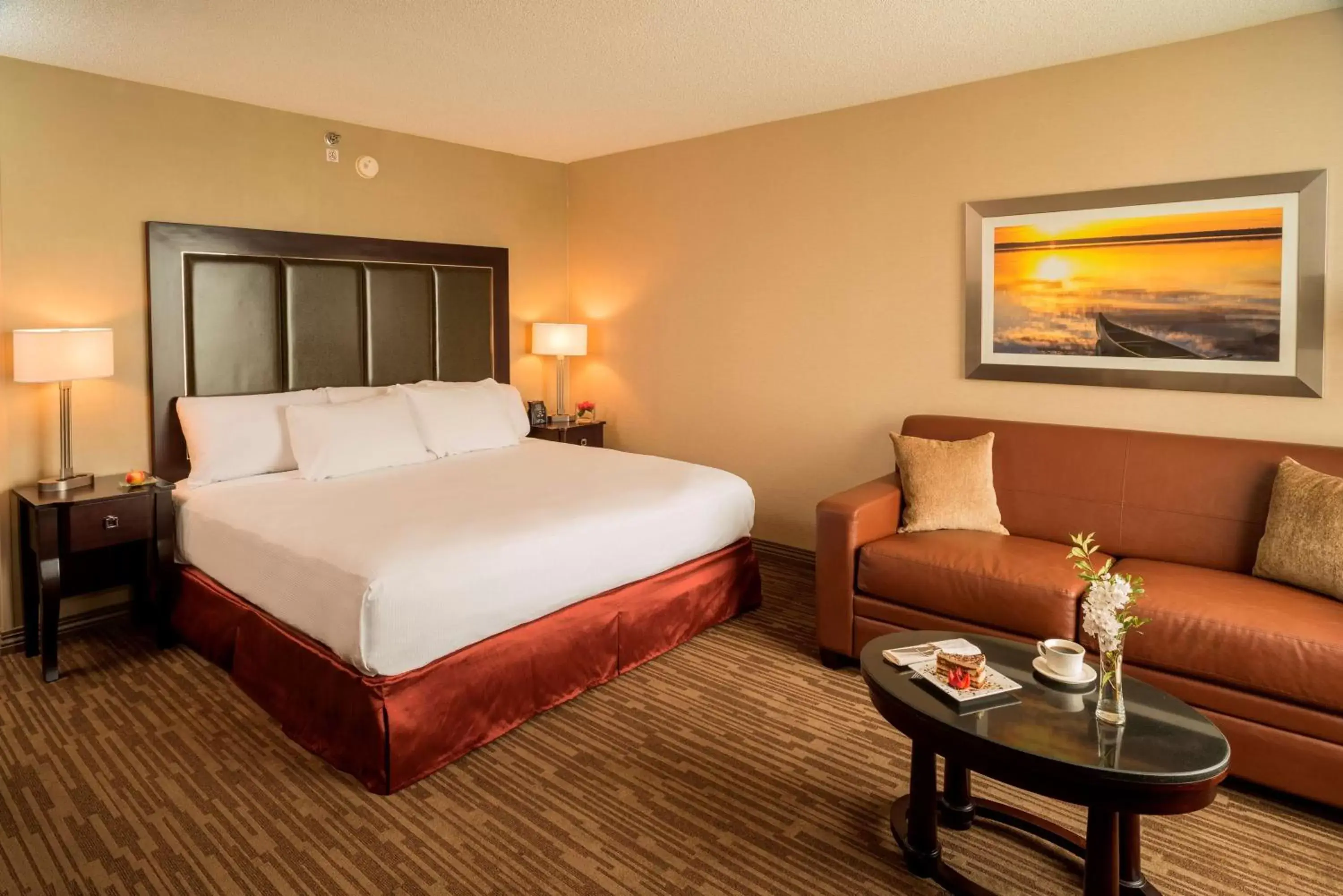 Living room, Bed in DoubleTree by Hilton Raleigh Durham Airport at Research Triangle Park
