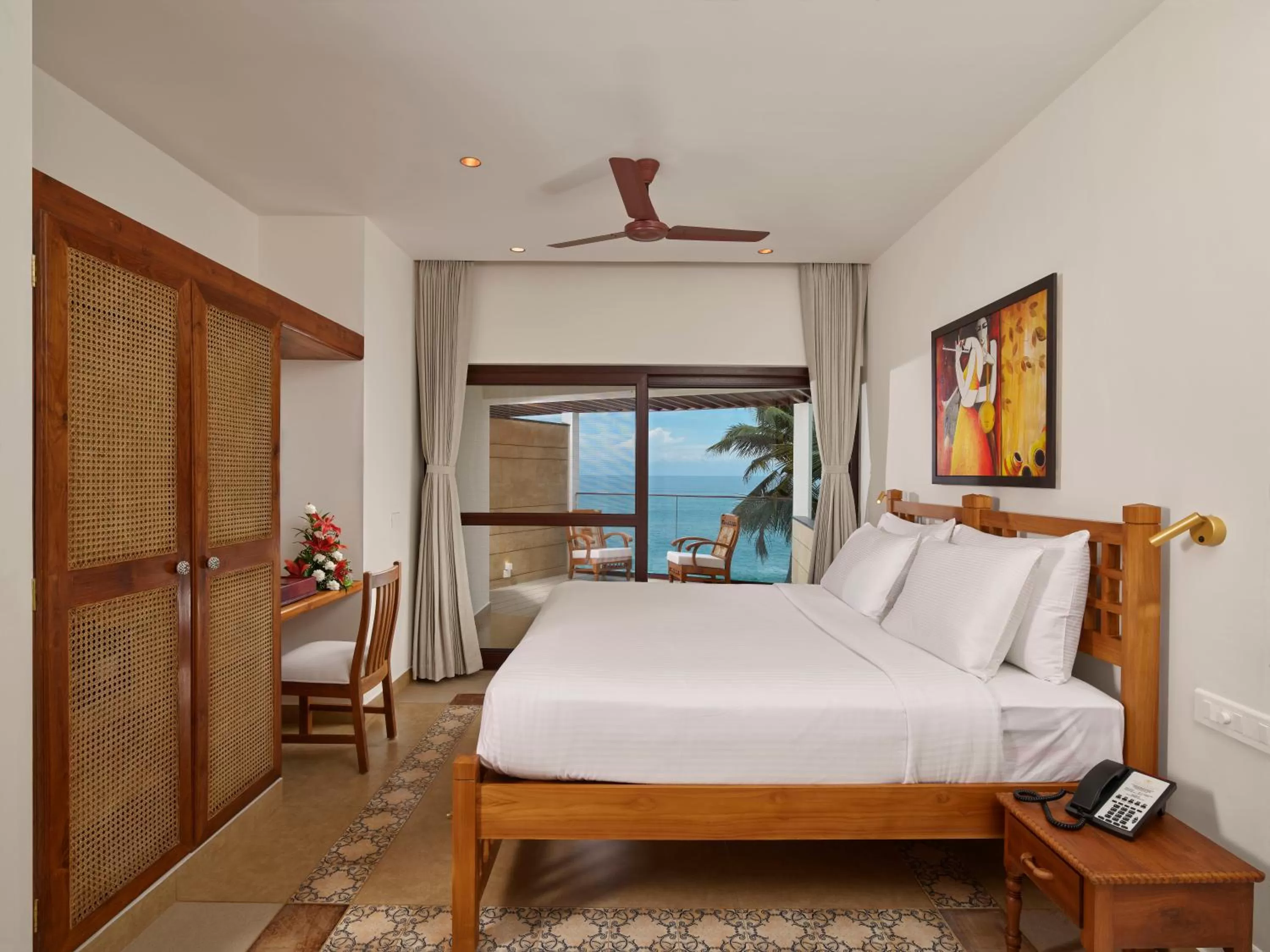 Balcony/Terrace, Bed in Rockholm at the Light House Beach