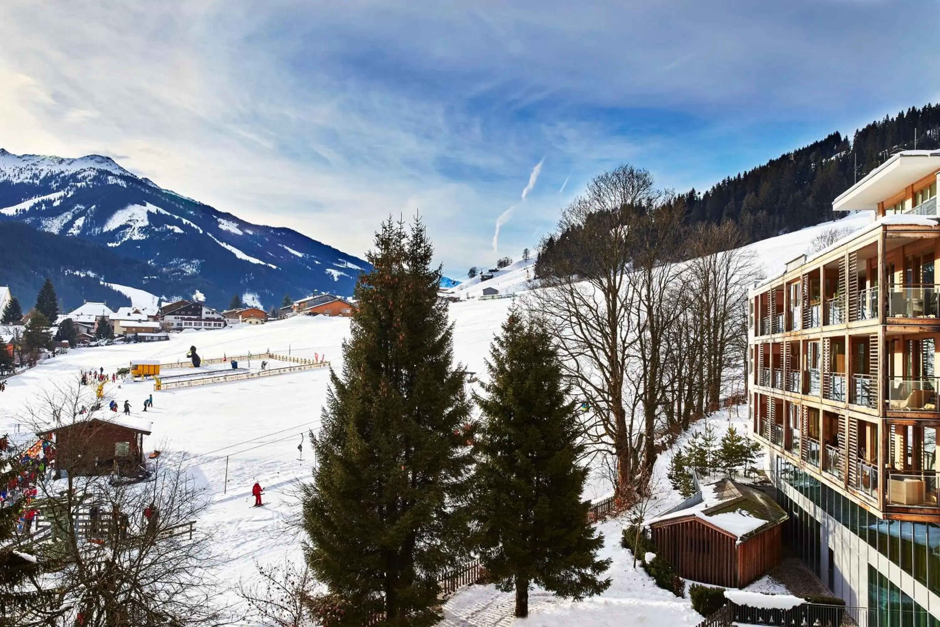 Property building, Winter in Kempinski Hotel Das Tirol