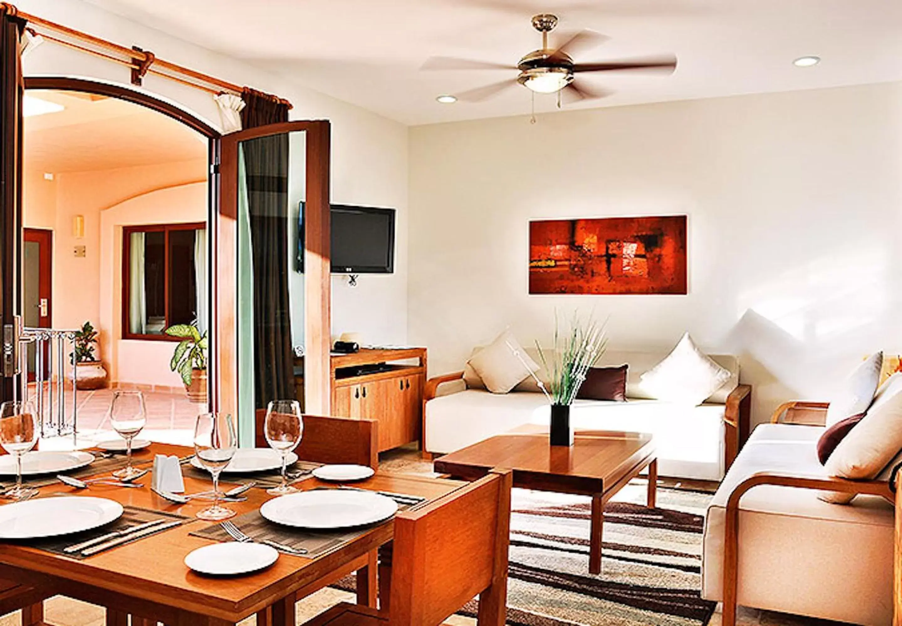 Living room, Dining Area in Acanto Hotel Playa del Carmen, Trademark Collection by Wyndham