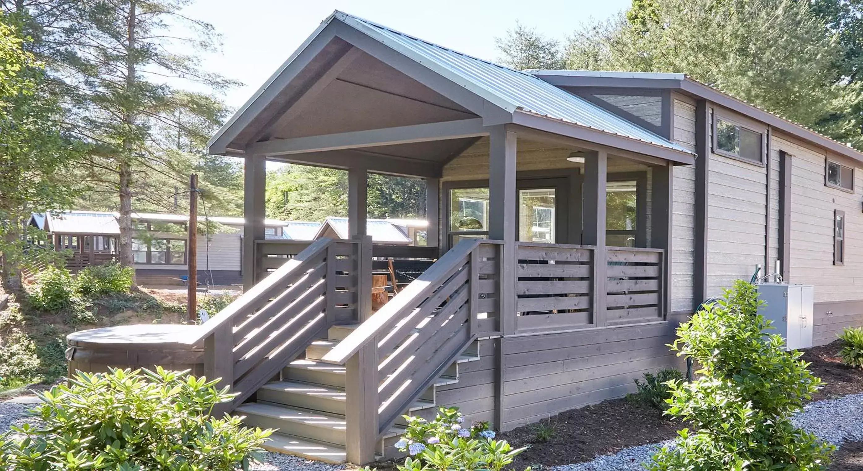 Patio, Property Building in Asheville River Cabins
