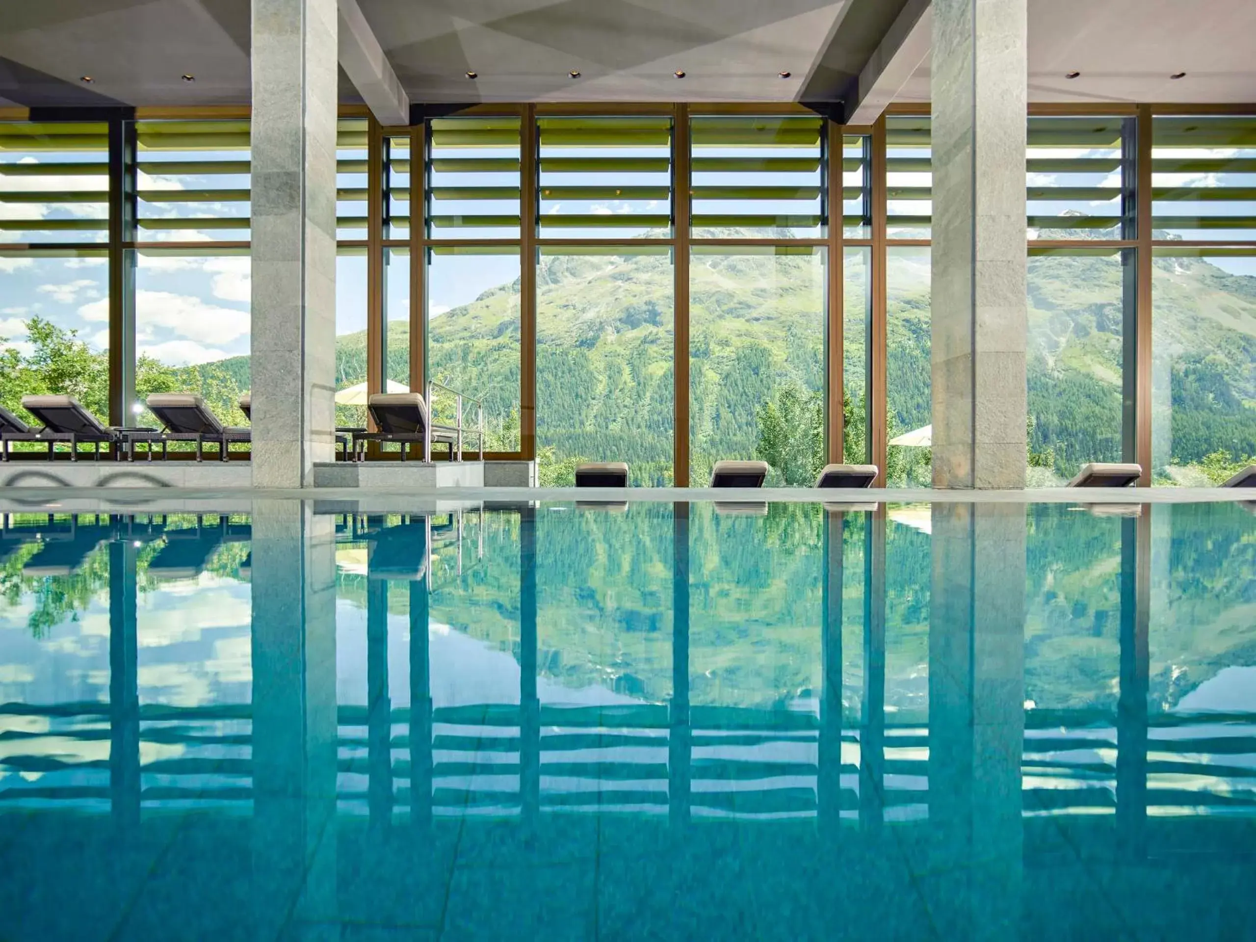 Mountain view, Swimming Pool in Kulm Hotel St. Moritz