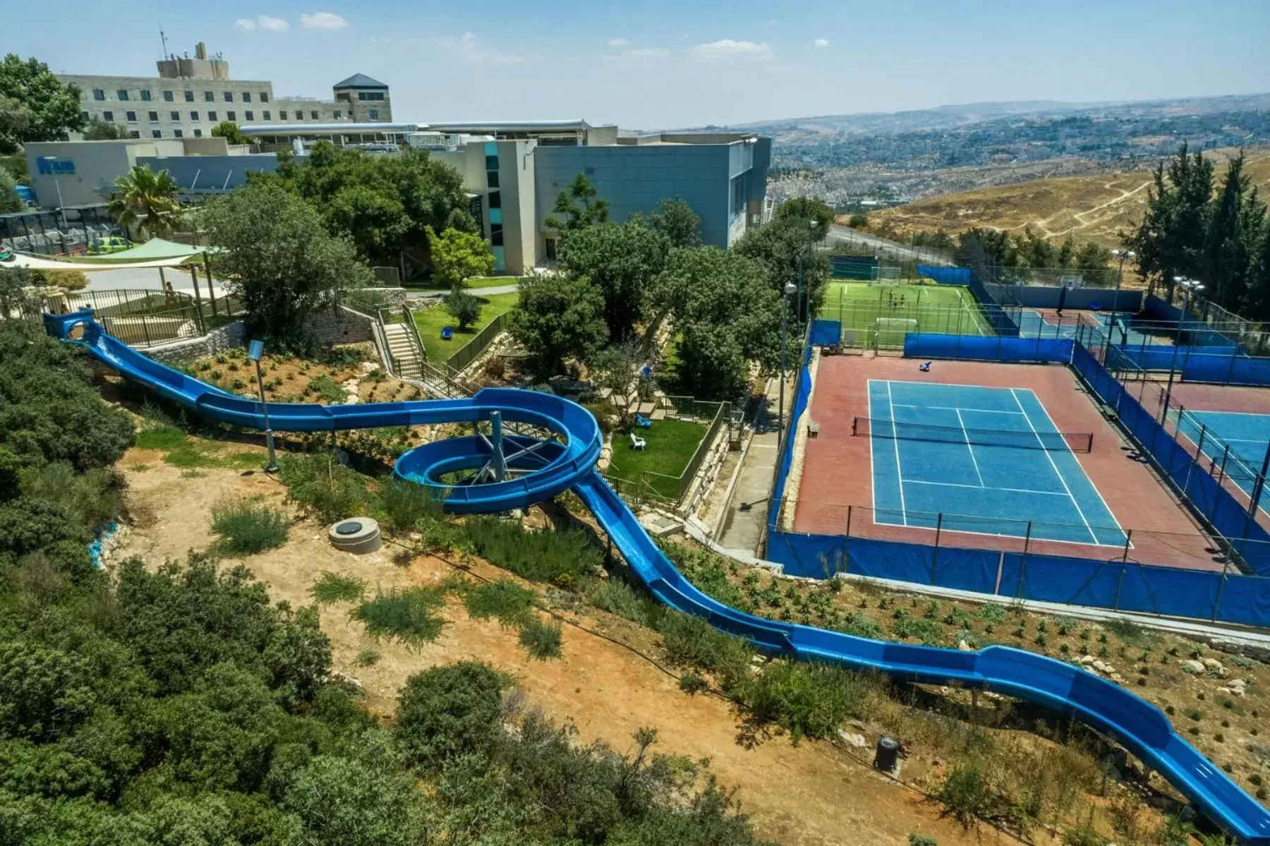 Swimming pool, Bird's-eye View in Ramat Rachel Resort