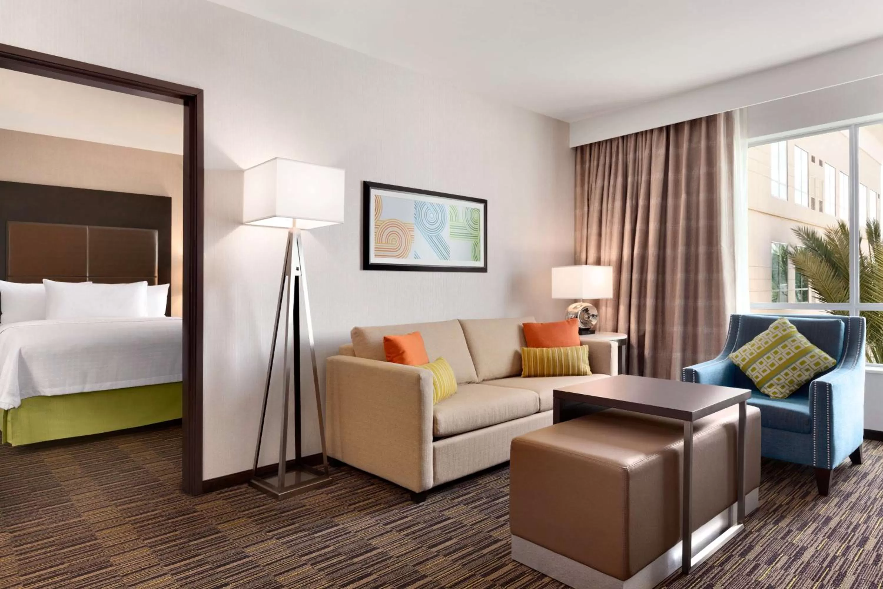 Living room, Bed in Homewood Suites By Hilton Irvine John Wayne Airport