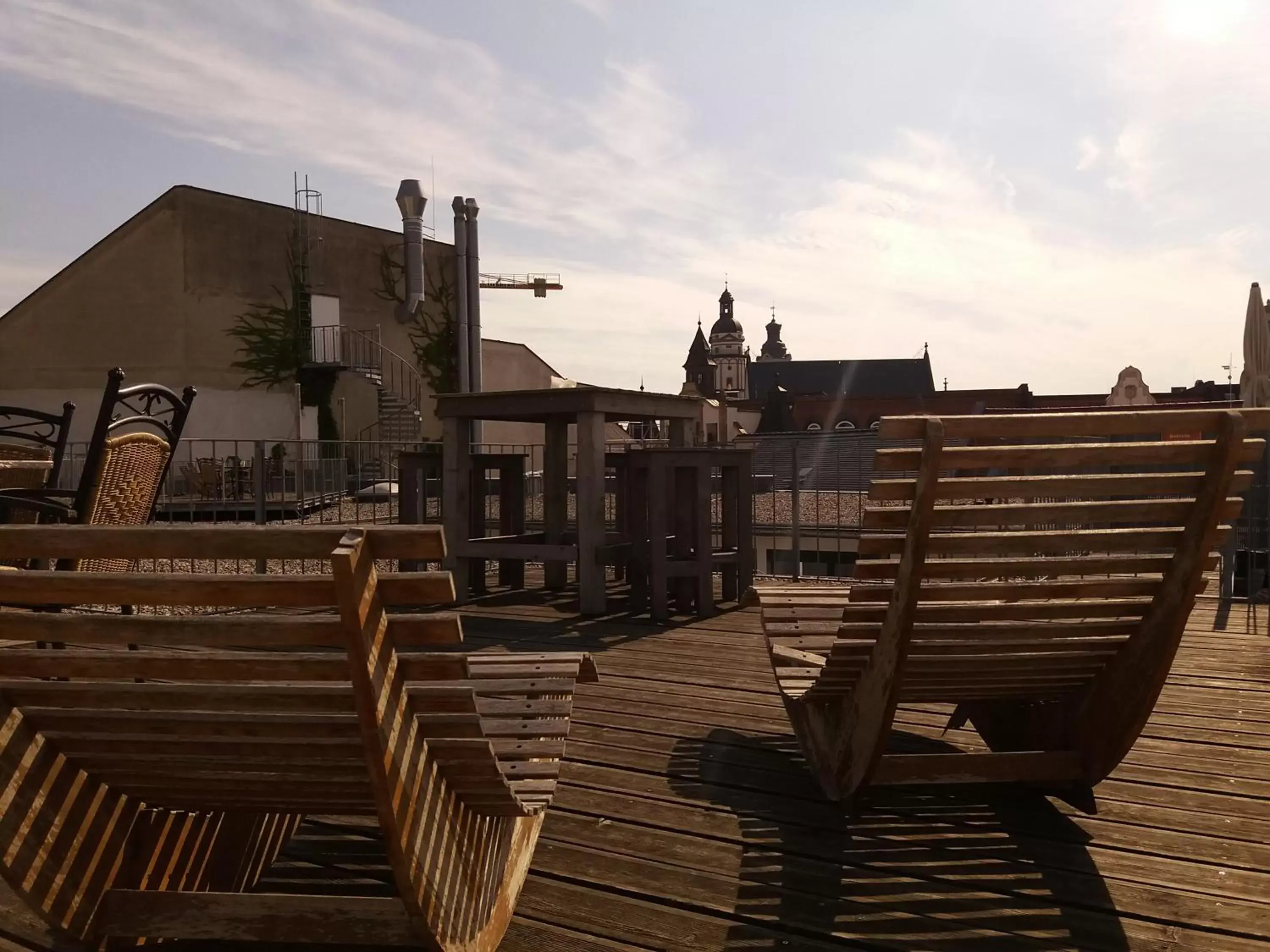 Balcony/Terrace, Property Building in Five Elements Hostel Leipzig