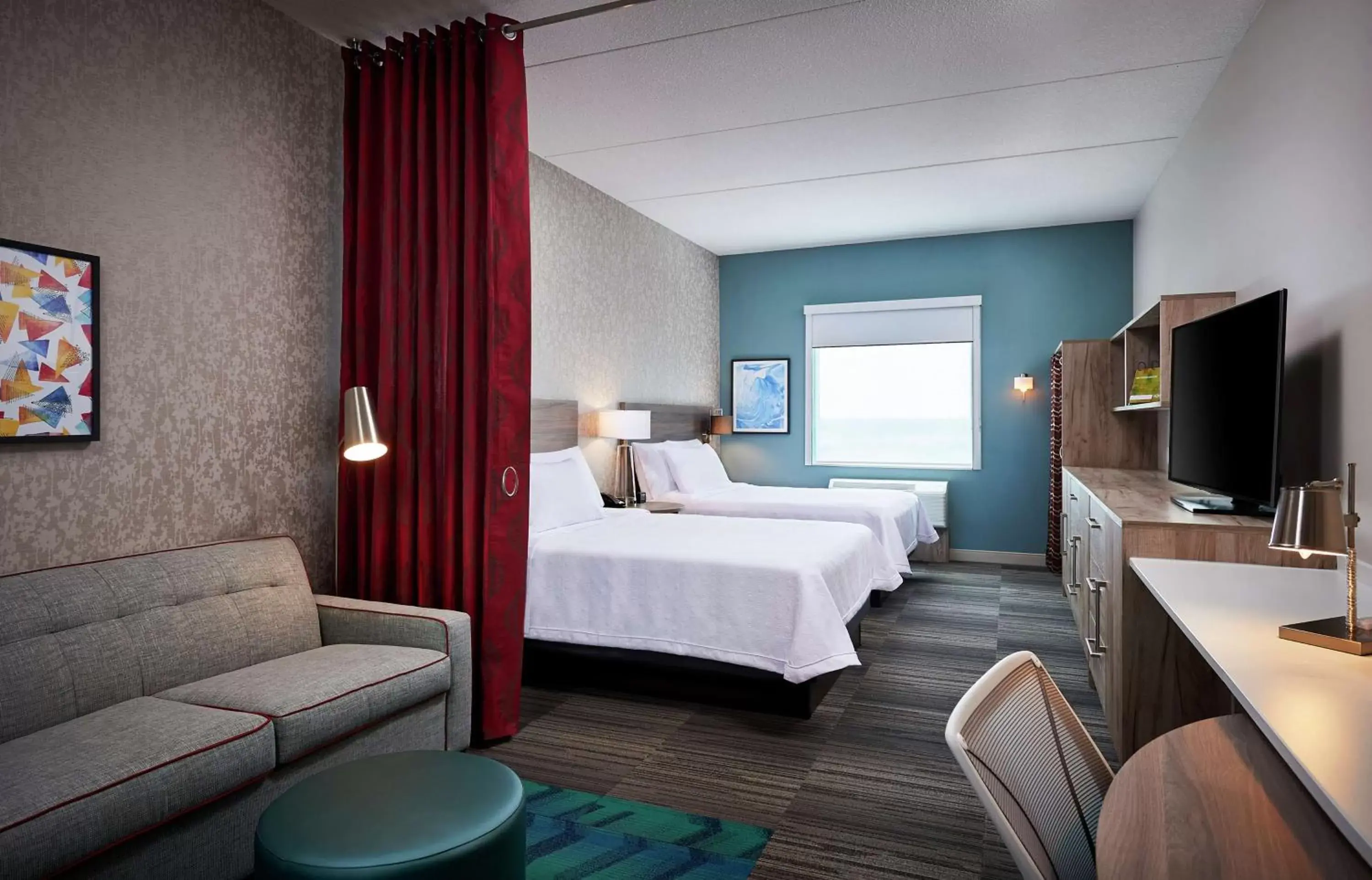 Living room, Bed in Home2 Suites By Hilton Brantford Living room, Bed in Home2 Suites By Hilton Brantford