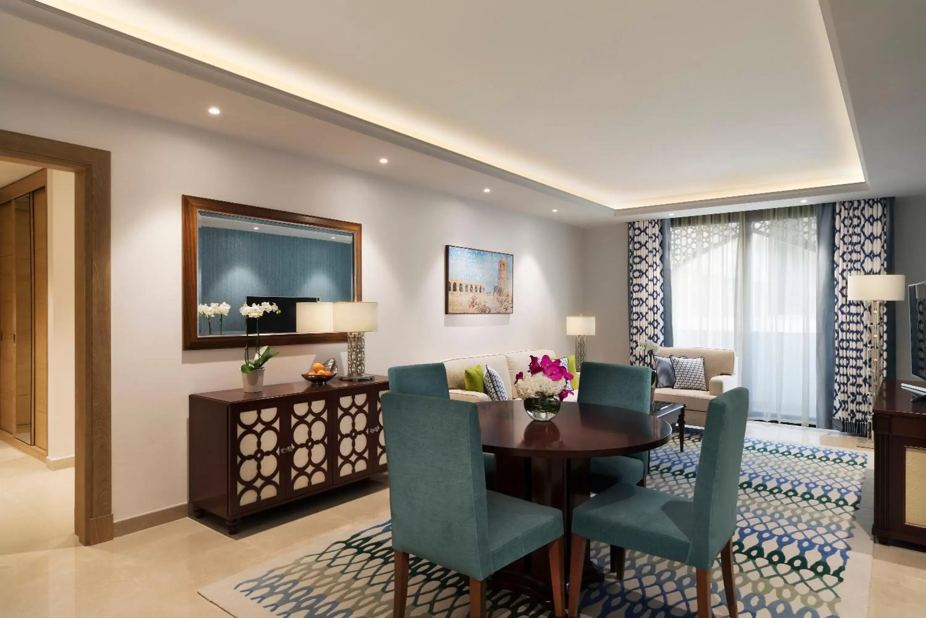 Living room, Dining Area in Al Najada Doha Hotel Apartments by Oaks