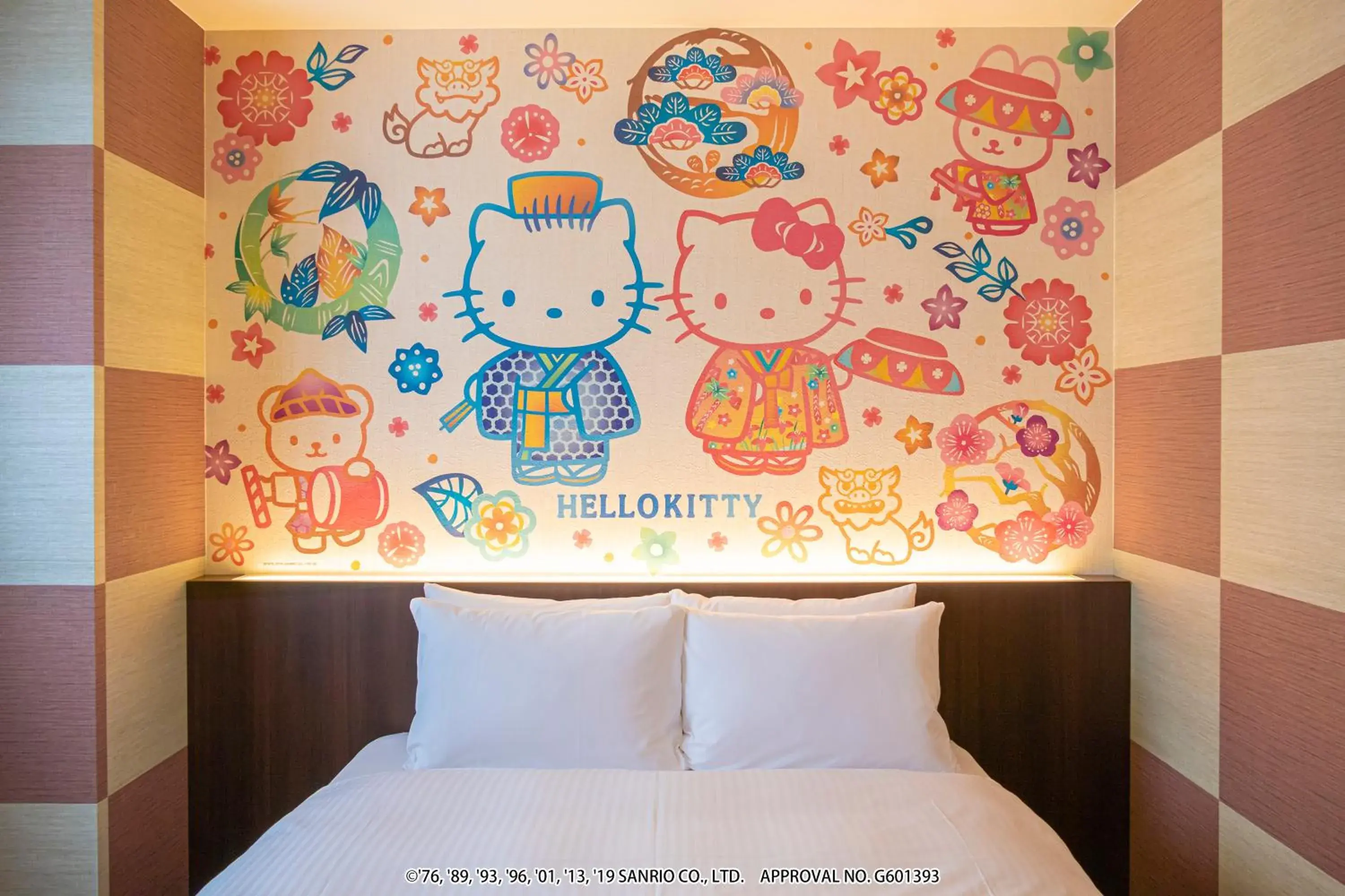 Bed in Hotel Okinawa With Sanrio Characters