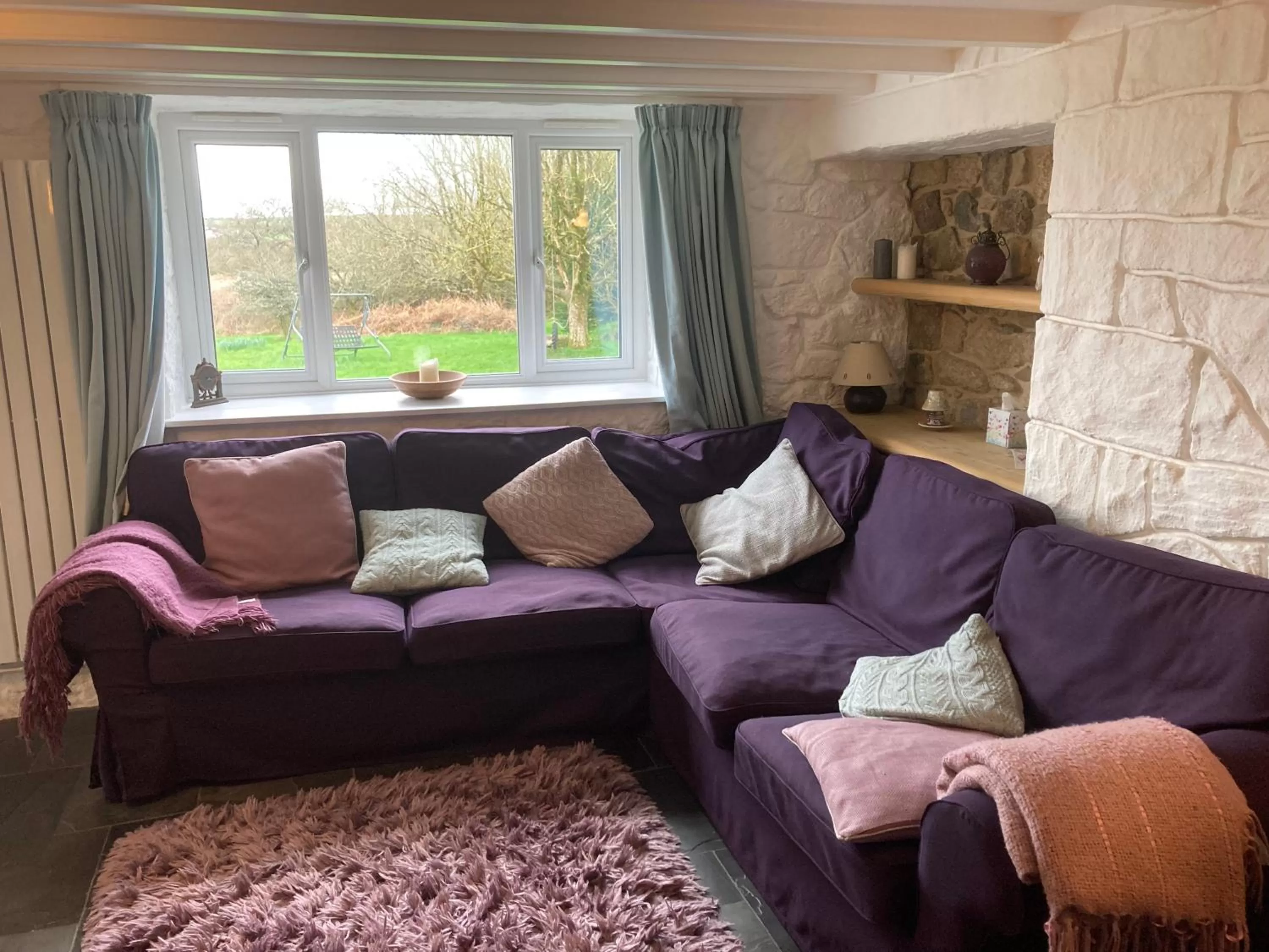 Communal lounge/ TV room, Seating Area in Higher Trenear Farm B&B
