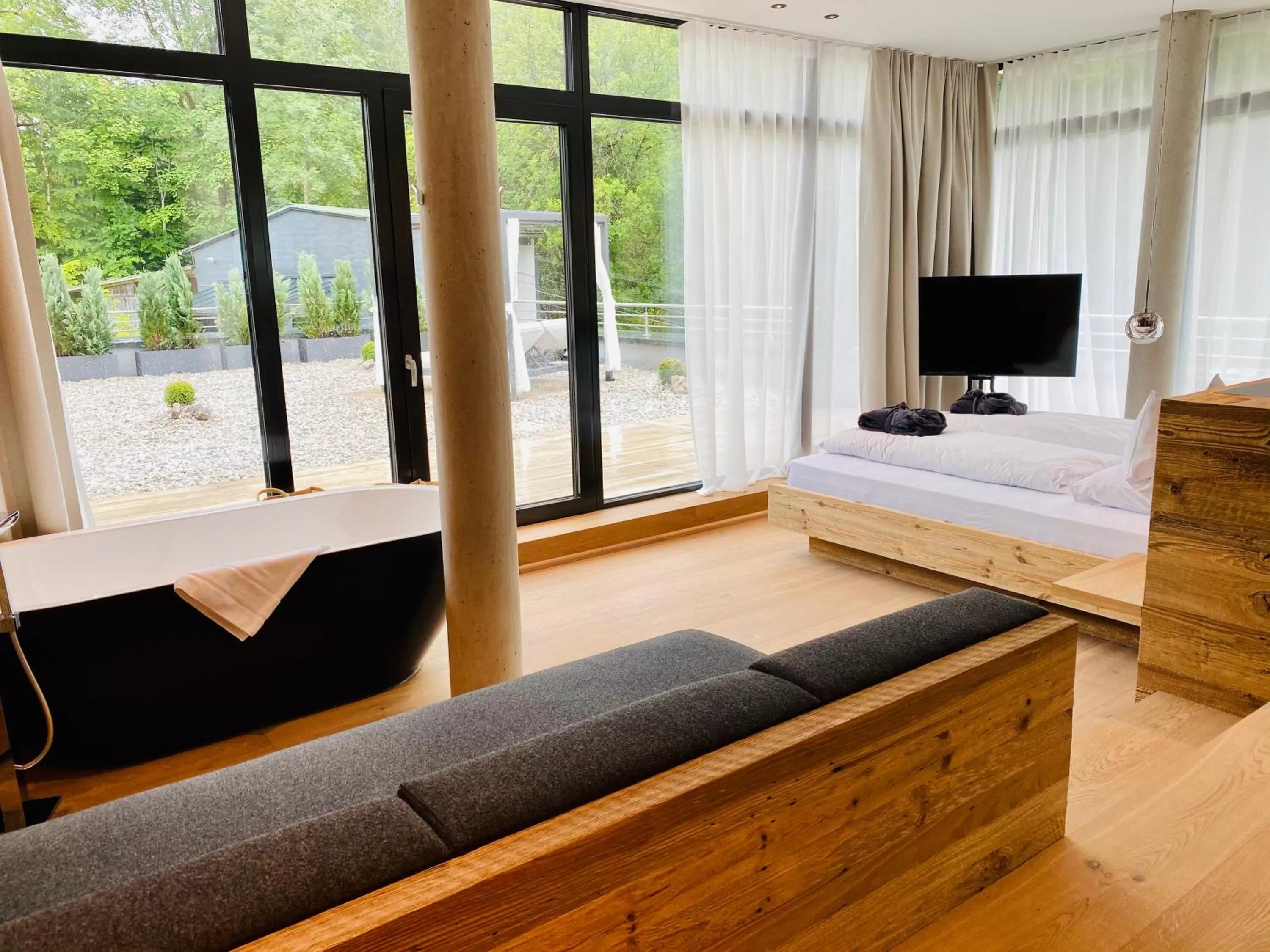 Spa corner with private sauna - single occupancy - panoramic view of the sunny side with terrace in Das Graseck - mountain hideaway & health care