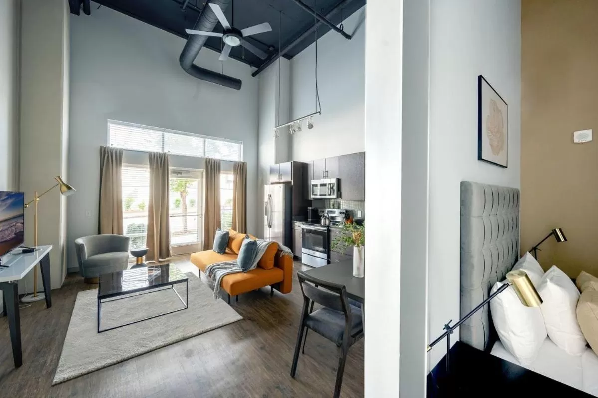 Living room, Bed in Placemakr Music Row - Vanderbilt