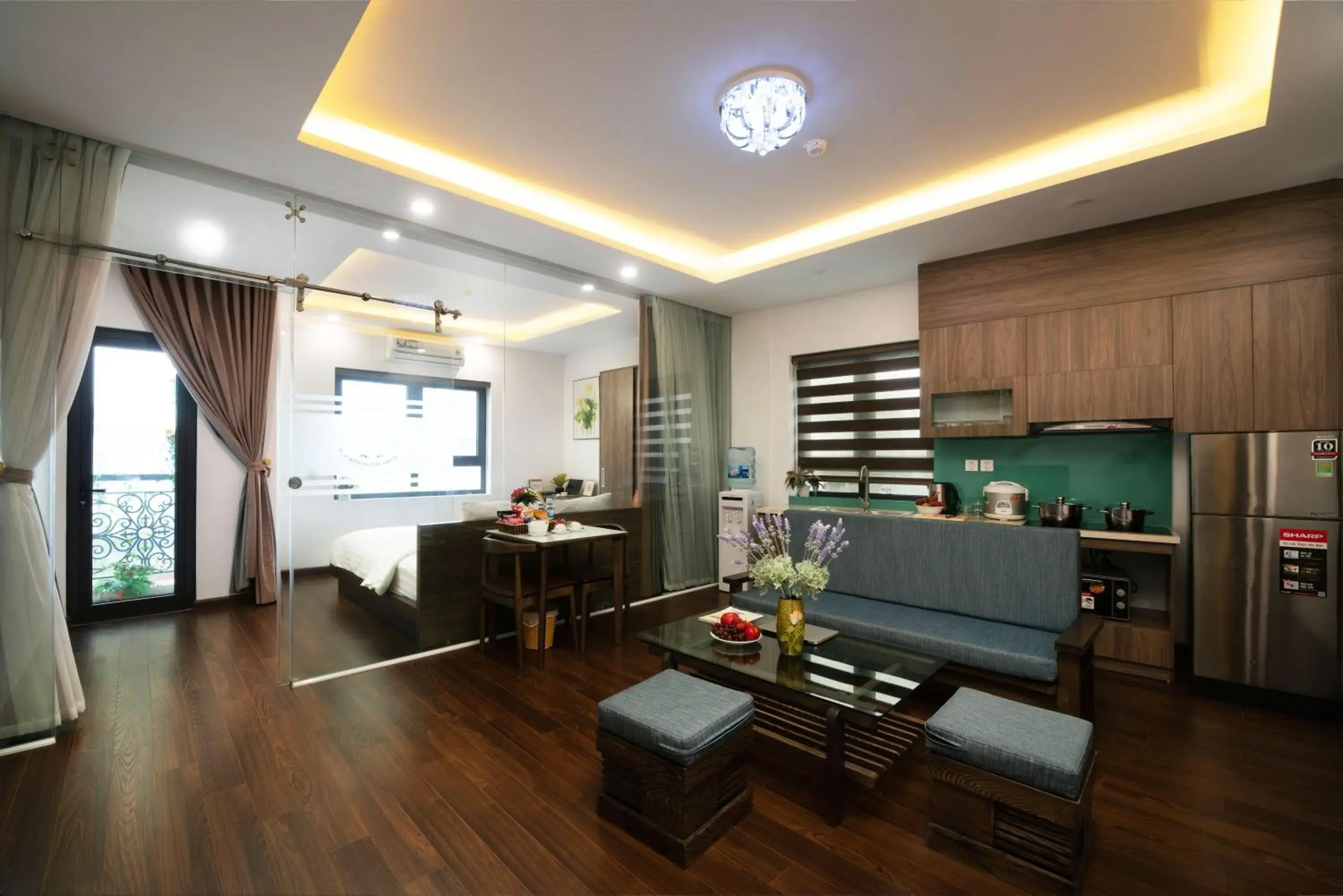 Living room, Kitchen/Kitchenette in Bao Hung Hotel and Apartment