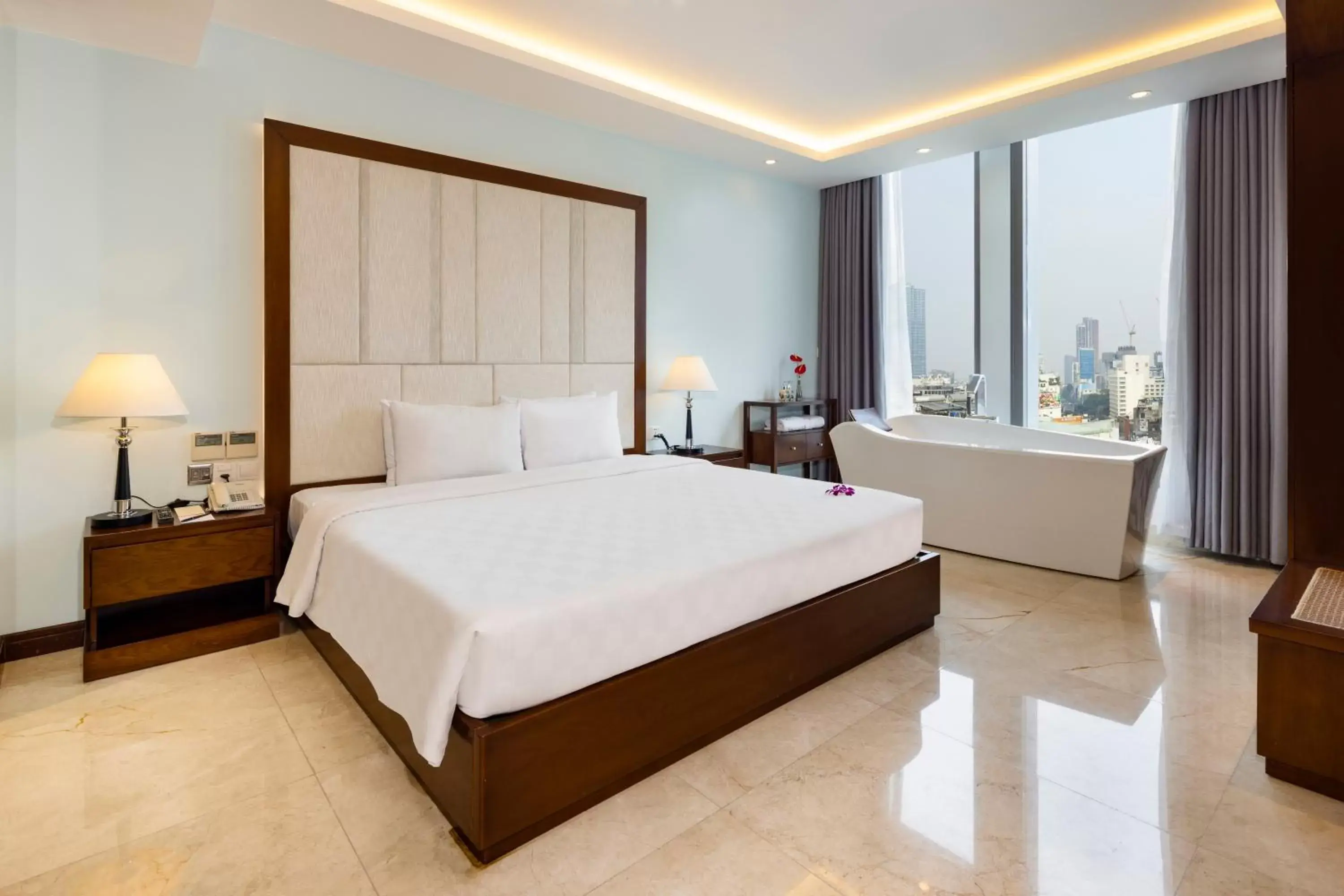 Property building, Bed in Eden Star Saigon Hotel