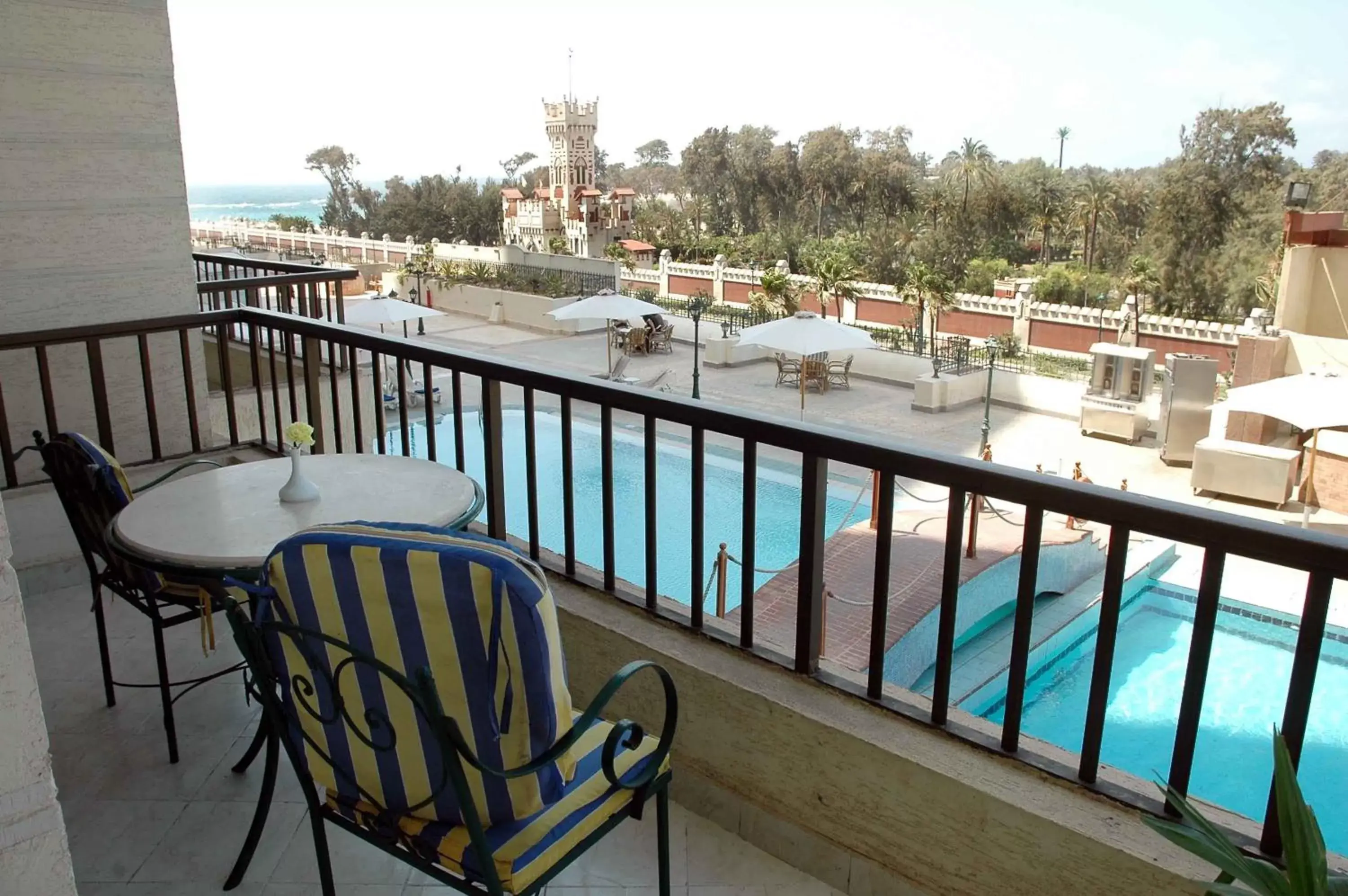 Balcony/Terrace, Pool View in AIFU Hotel El Montazah Alexandria