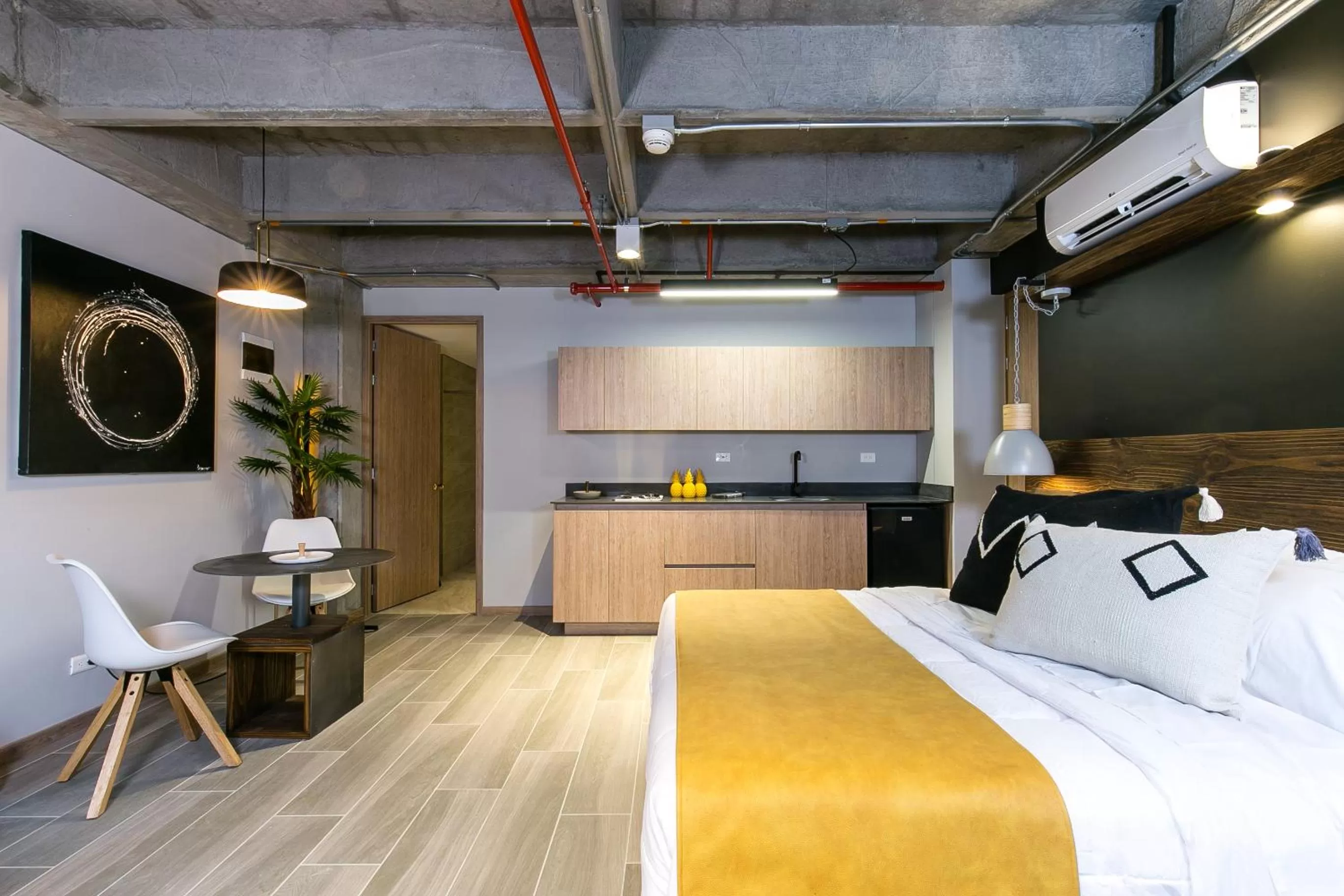 Bed in Factory Lofts Hotel