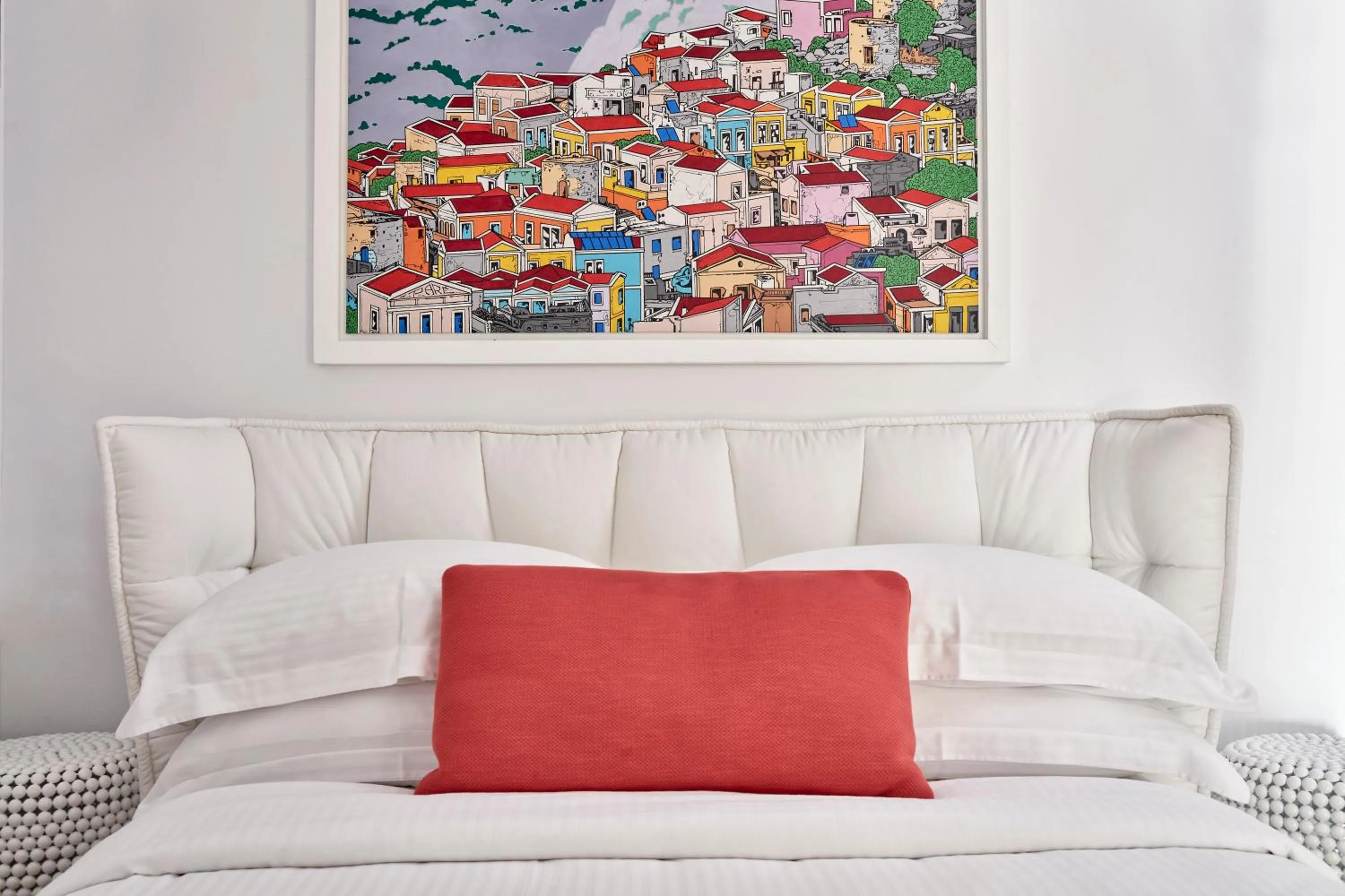 Bed in Myconian Ambassador Relais & Chateaux