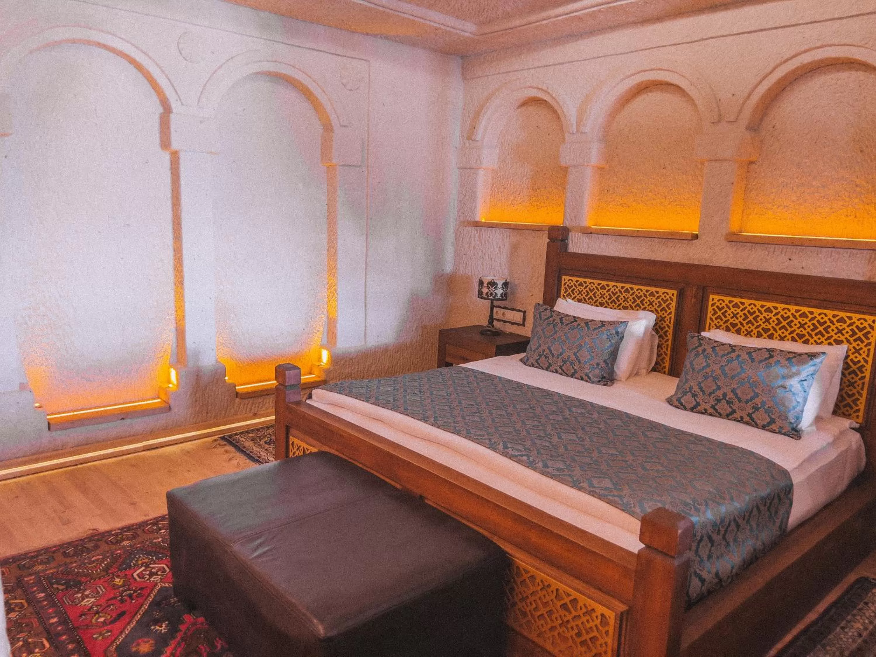 Bedroom, Bed in Local Cave House