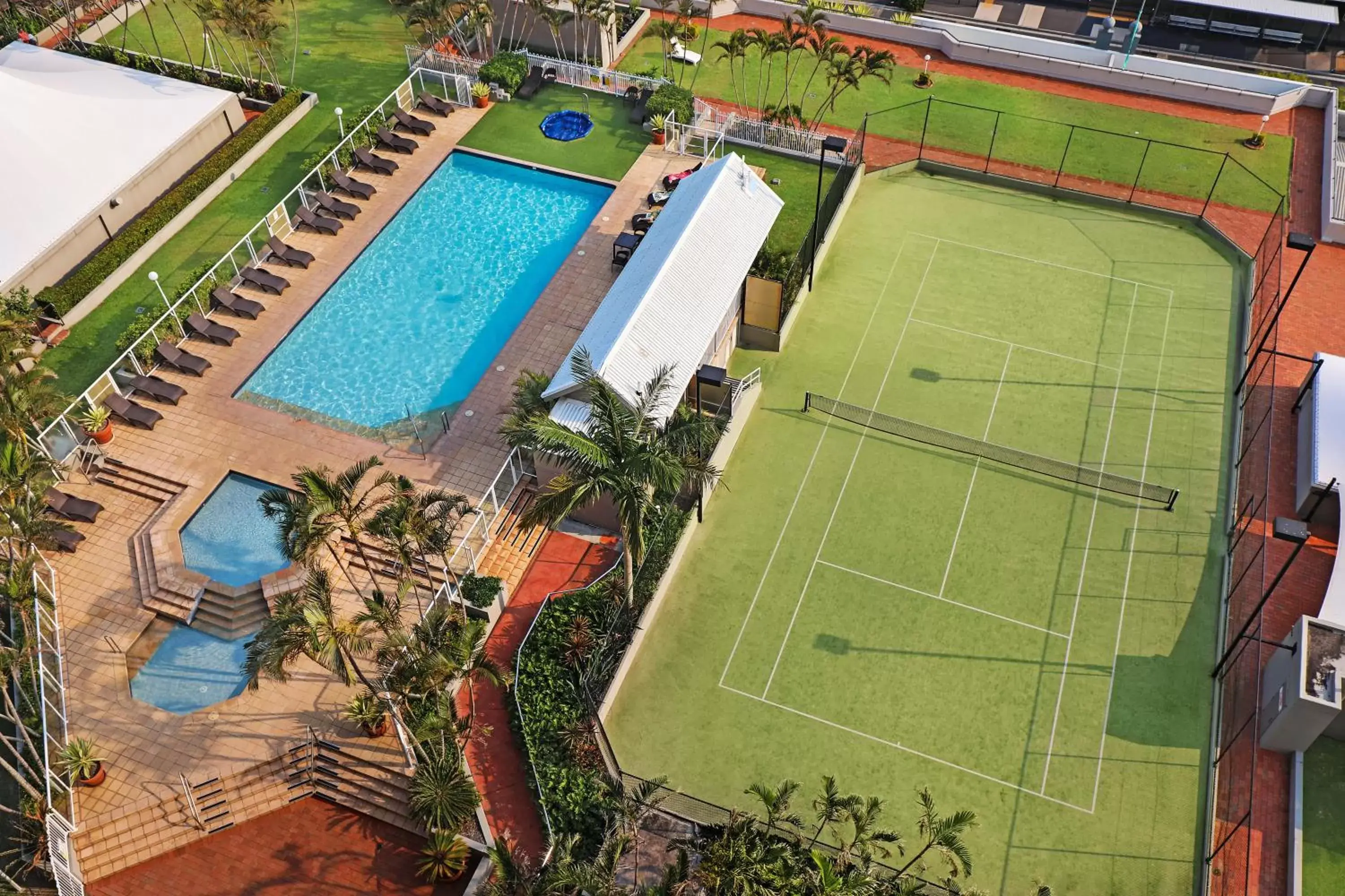 Tennis court, Pool View in Points North Apartments