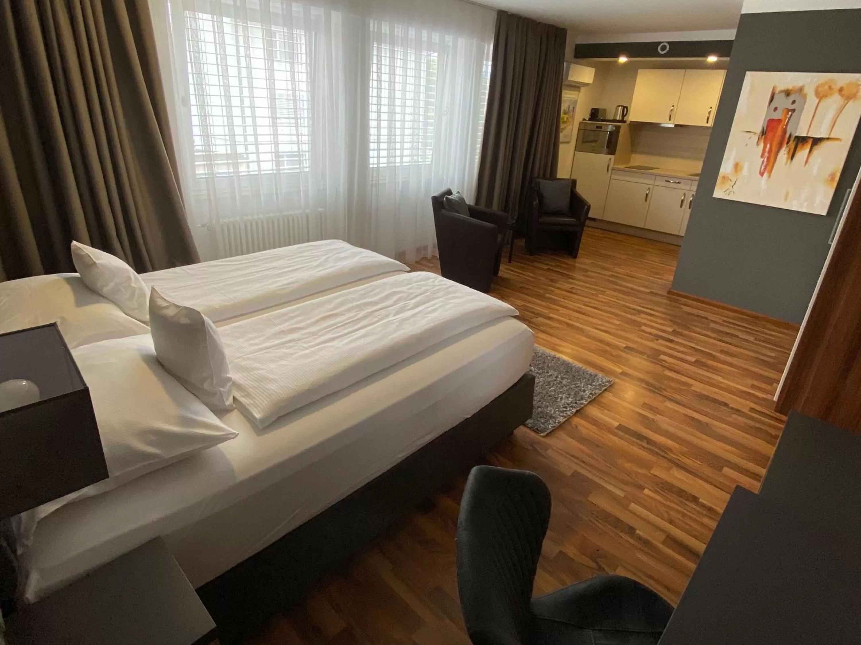 View (from property/room), Bed in ZUM ZIEL Hotel Grenzach-Wyhlen bei Basel