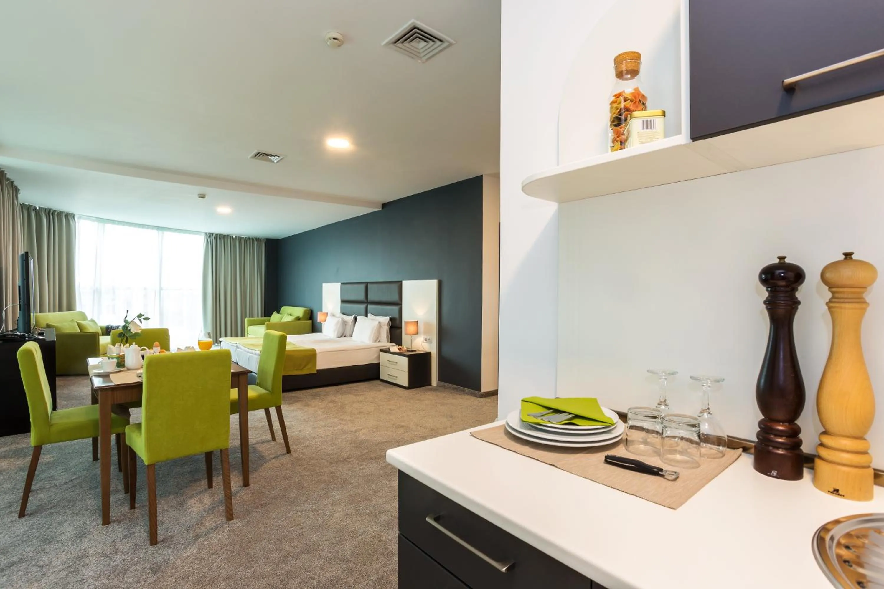 Kitchen or kitchenette in Earth & People Hotel & SPA - Free Parking & Swimming Pool
