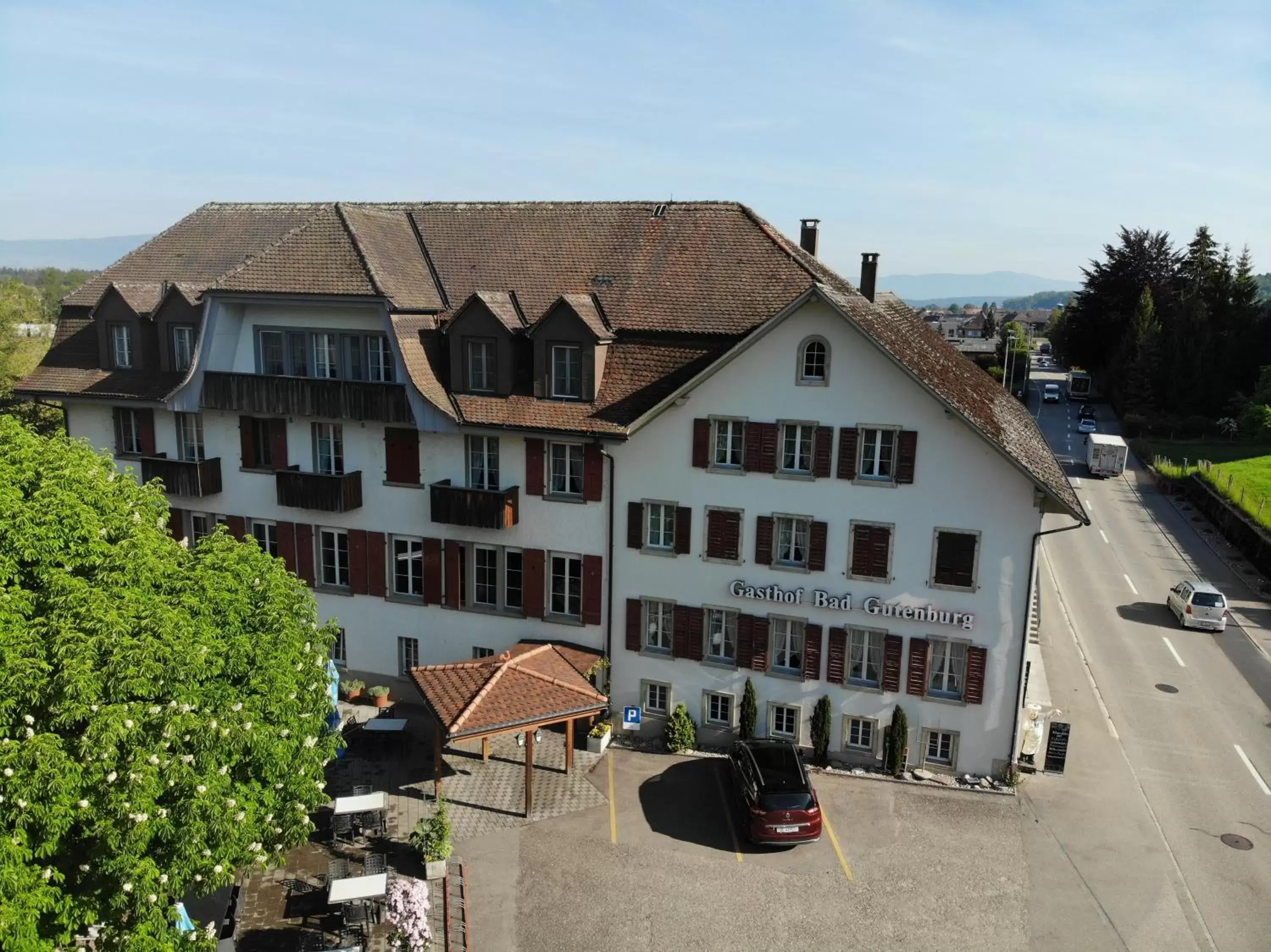 Bird's eye view, Property Building in Hotel Restaurant Bad Gutenburg