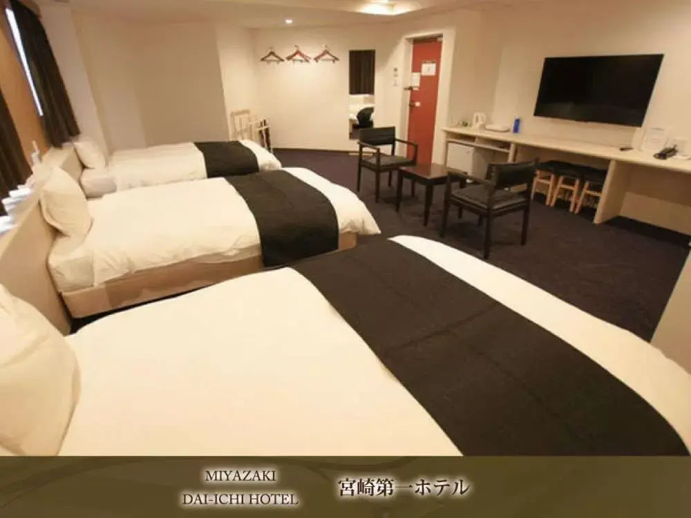 Bed in Miyazaki Daiichi Hotel