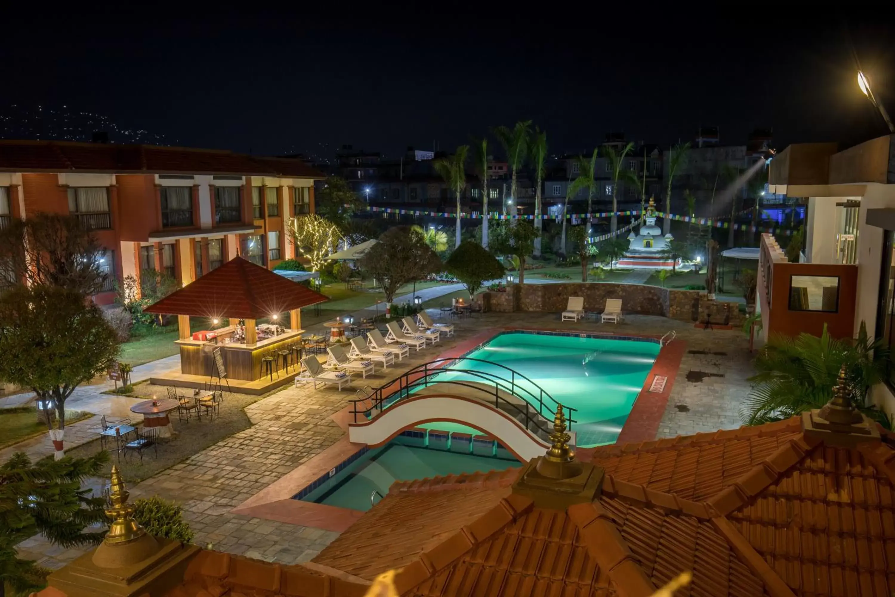 Night, Pool View in Hotel Pokhara Grande