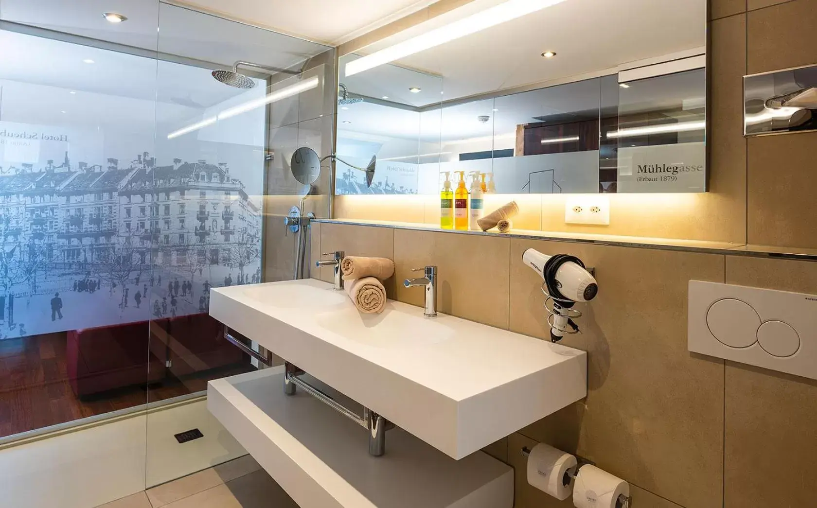 Shower, Bathroom in Hotel Scheuble
