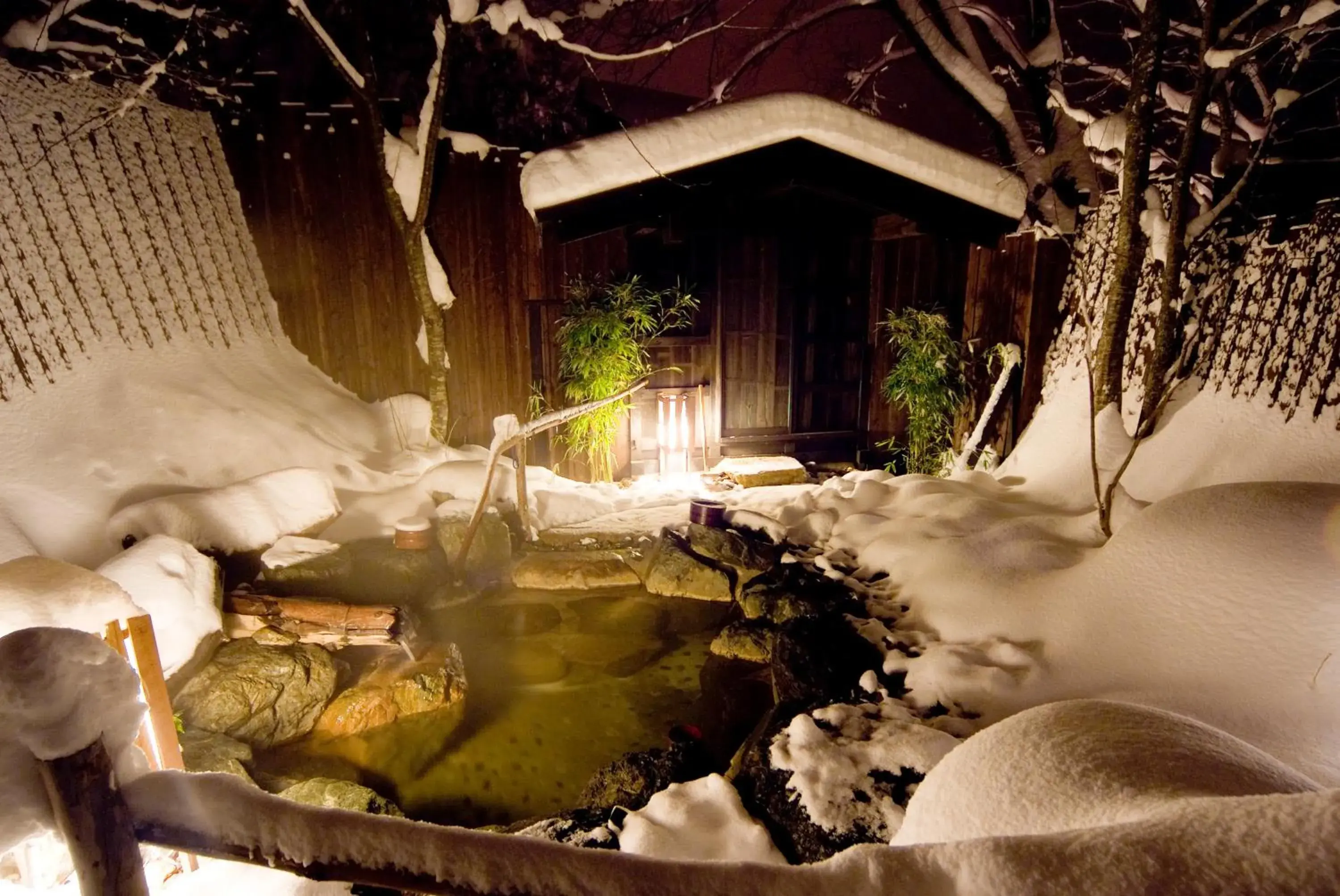 Open Air Bath, Winter in Okuhida Hot spring Miyama Ouan