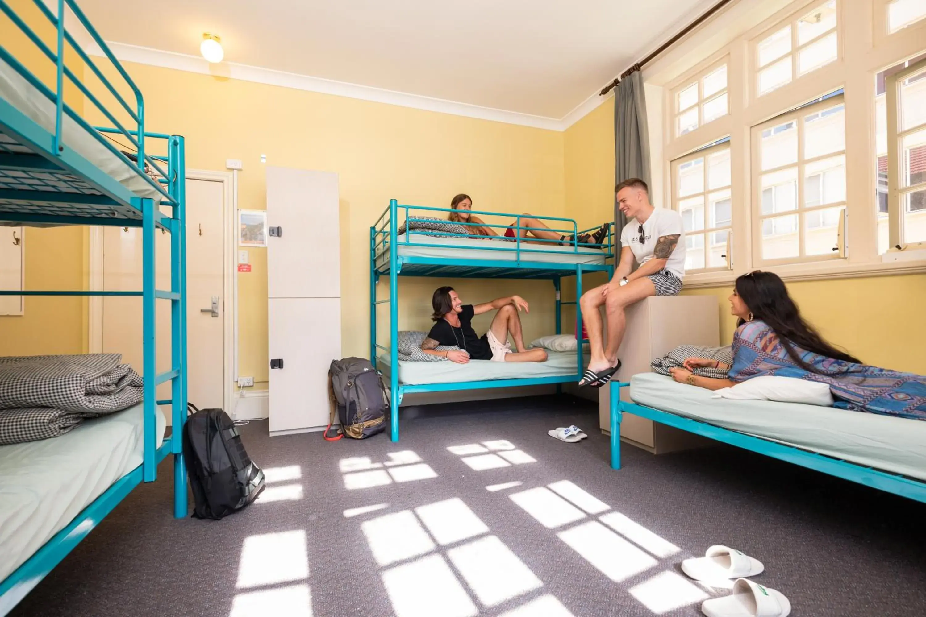 People, Bunk Bed in Newcastle Beach YHA Hostel