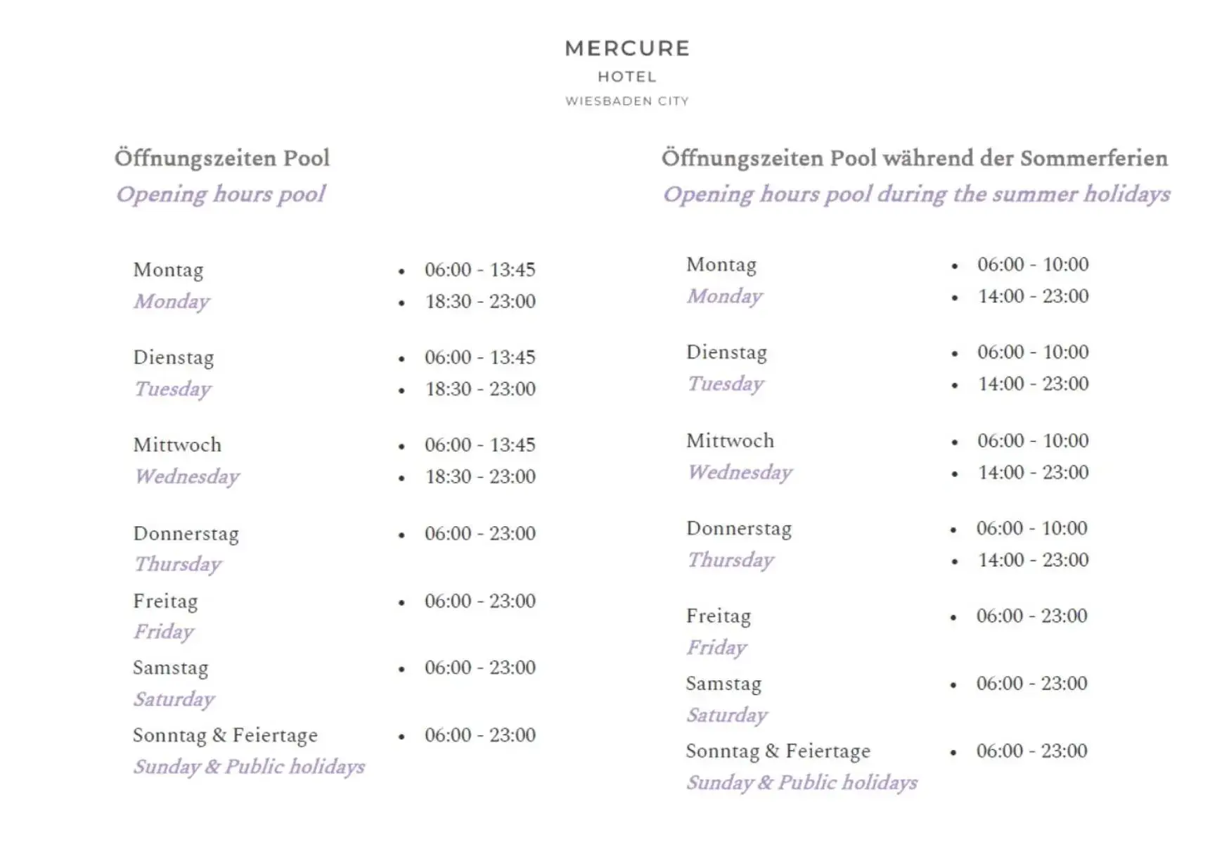 Swimming pool, Floor Plan in Mercure Hotel Wiesbaden City